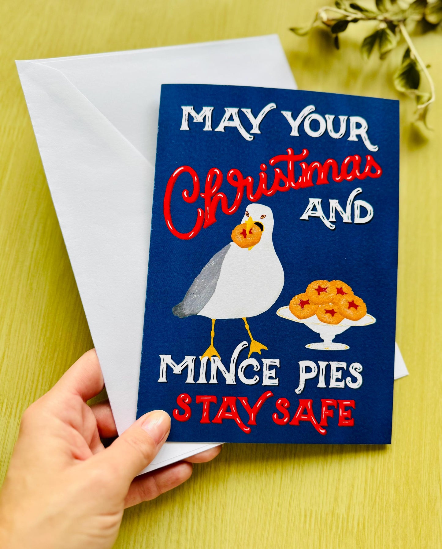 May Your Christmas and Mince Pies Stay Safe – Funny Seagull Christmas Card
