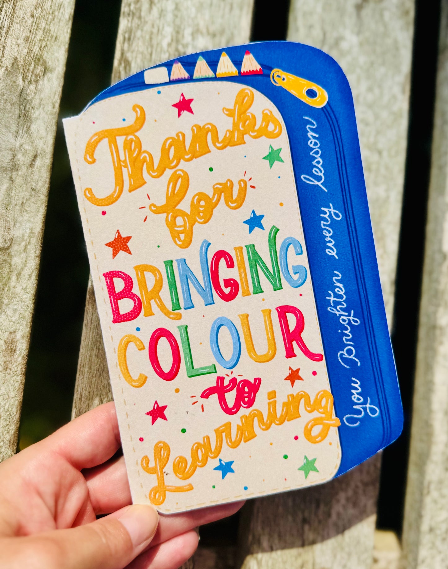 Pencil Case Shaped Card – Thanks for Bringing Colour to Learning | Unique Teacher Gift