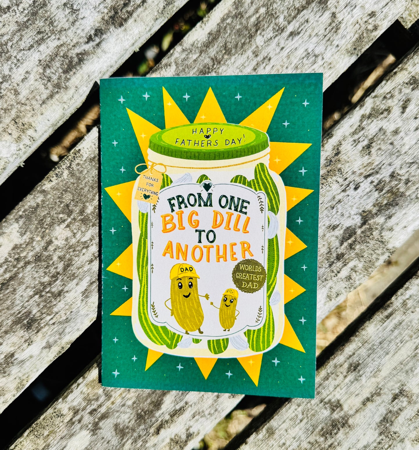 Funny Father's Day Card, Big Dill Card for Dad, Pickle Pun Card, Cute Dad Greeting Card, Blank Inside