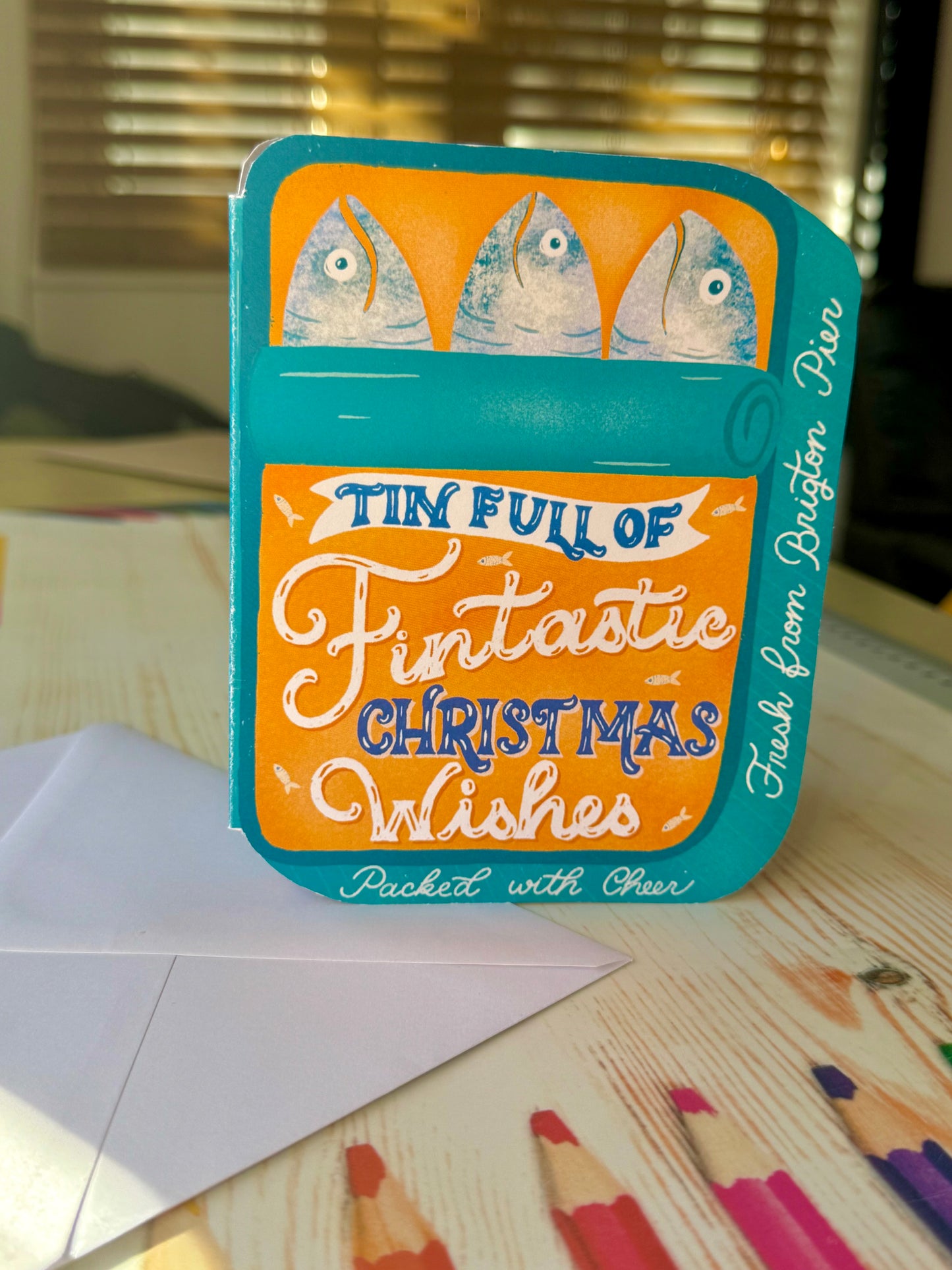 Sardine Tin Christmas Card • Hand-Cut, Unique Shape
