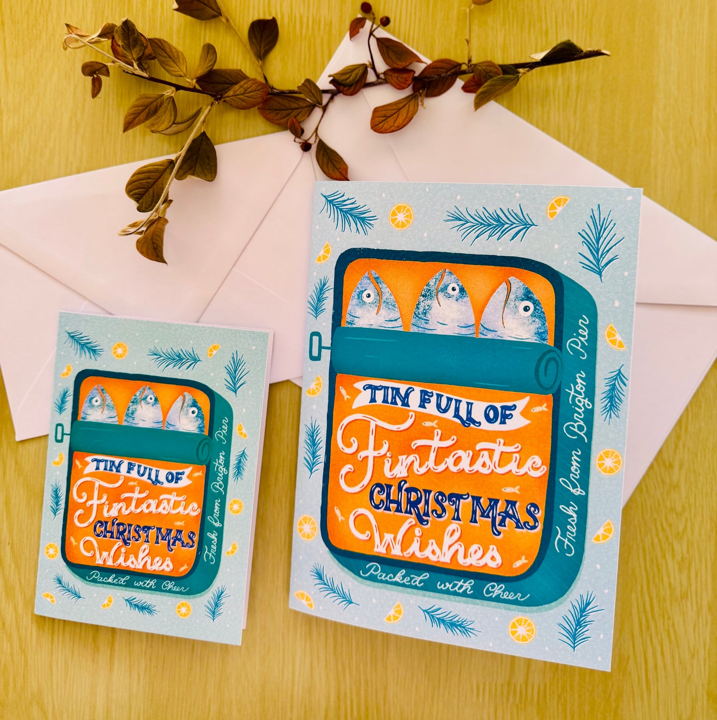 Sardine Tin Christmas Card • Hand-Cut, Unique Shape