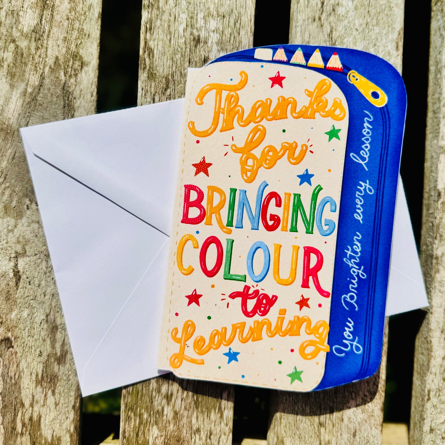 Pencil Case Shaped Card – Thanks for Bringing Colour to Learning | Unique Teacher Gift