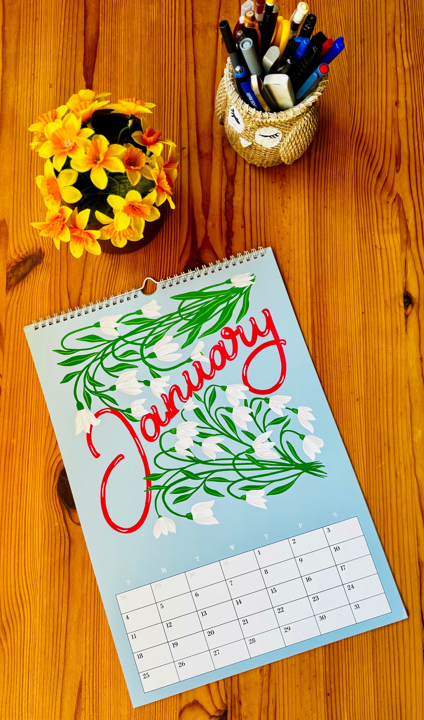 Botanical Floral Wall Calendar 2026 |Monthly Flower Illustrations | Gift for Gardener Friend or Mom