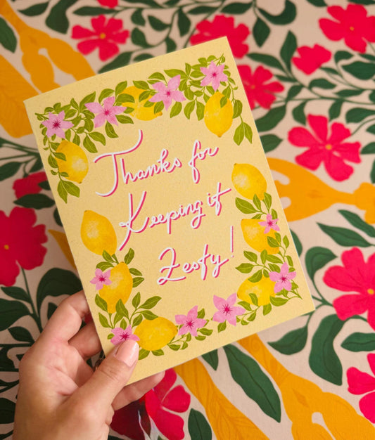You Are the Zest Lemon Greeting Card – Bright Floral Thank You & Love Message Gift for Him Her or Friend