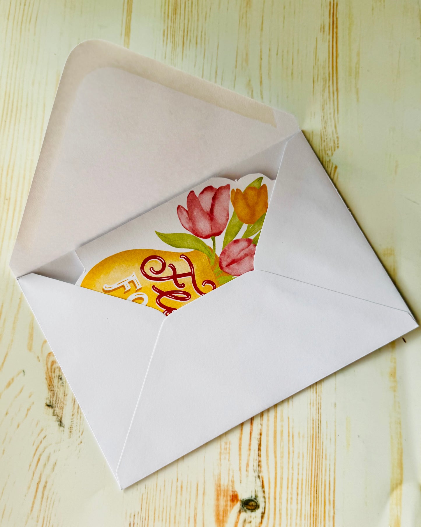 Unique Shaped Floral Greeting Card, Hand Illustrated , Anniversary Love Card