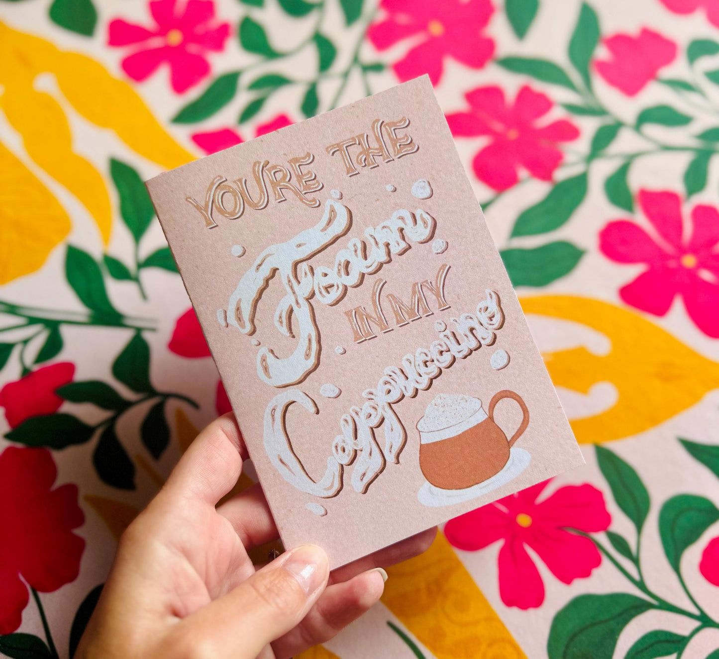 Handmade Funny Coffee Lovers Card – “Foam in My Cappuccino” | Coffee Birthday Gift & Love Note