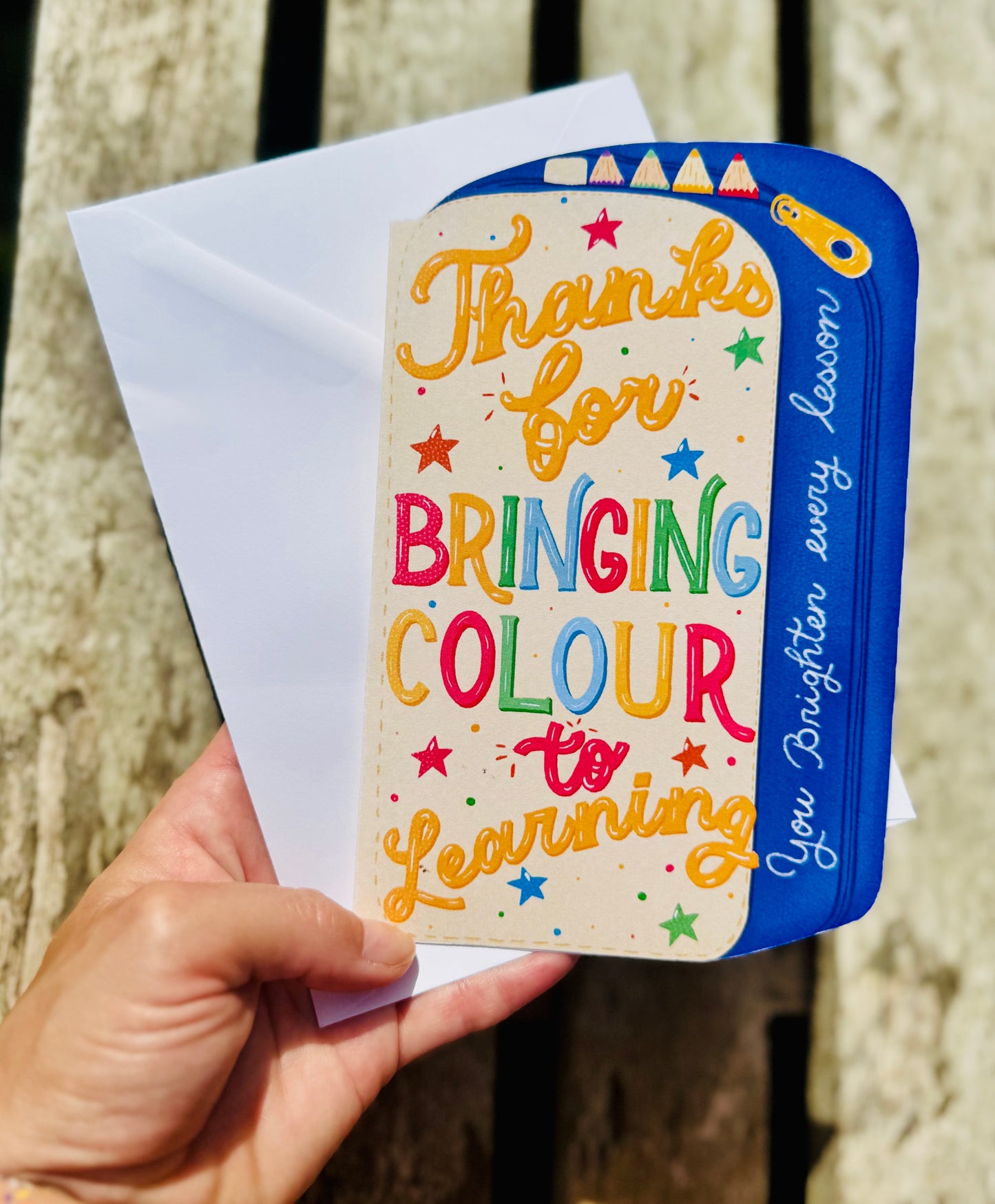 Pencil Case Shaped Card – Thanks for Bringing Colour to Learning | Unique Teacher Gift