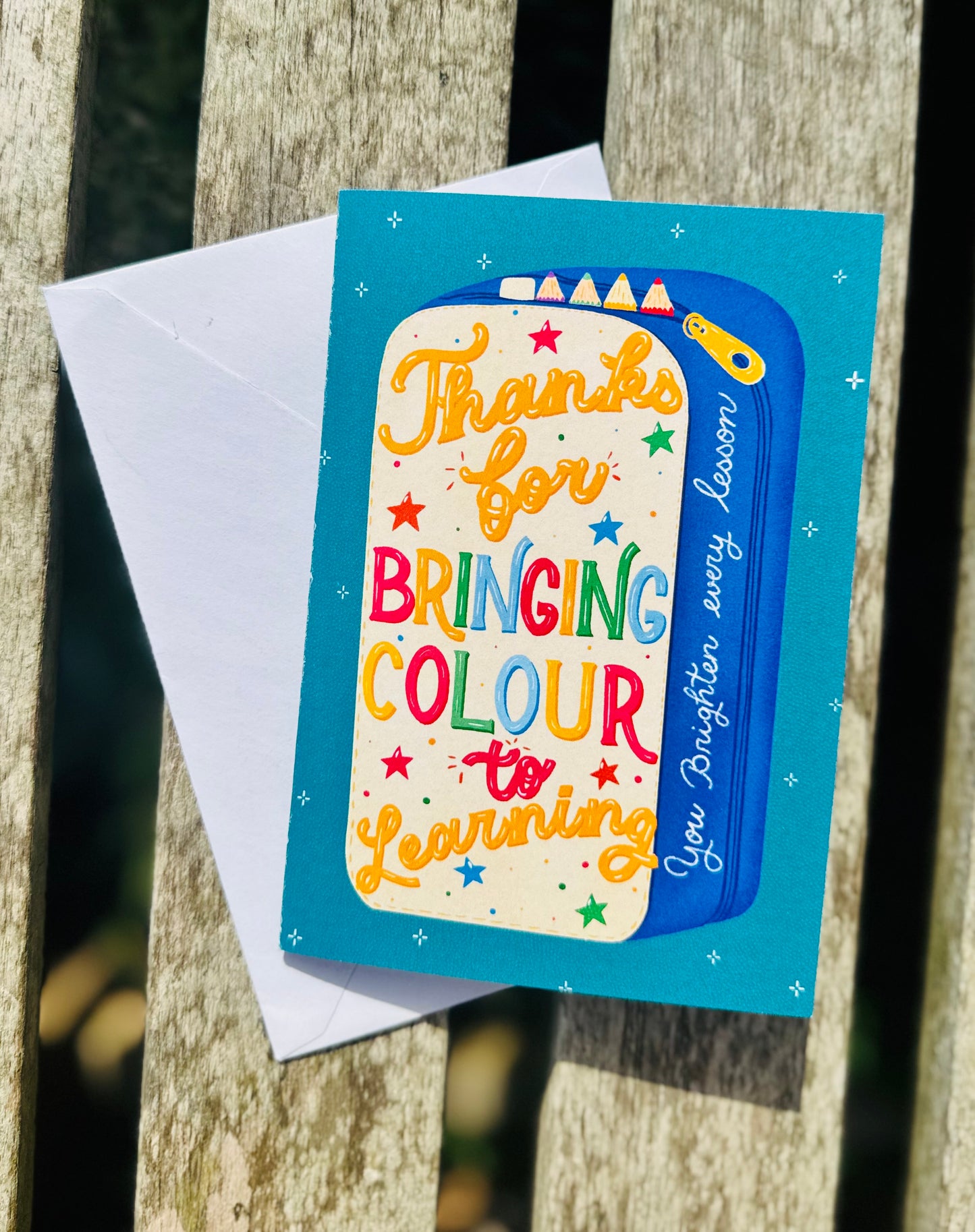 Pencil Case Shaped Card – Thanks for Bringing Colour to Learning | Unique Teacher Gift