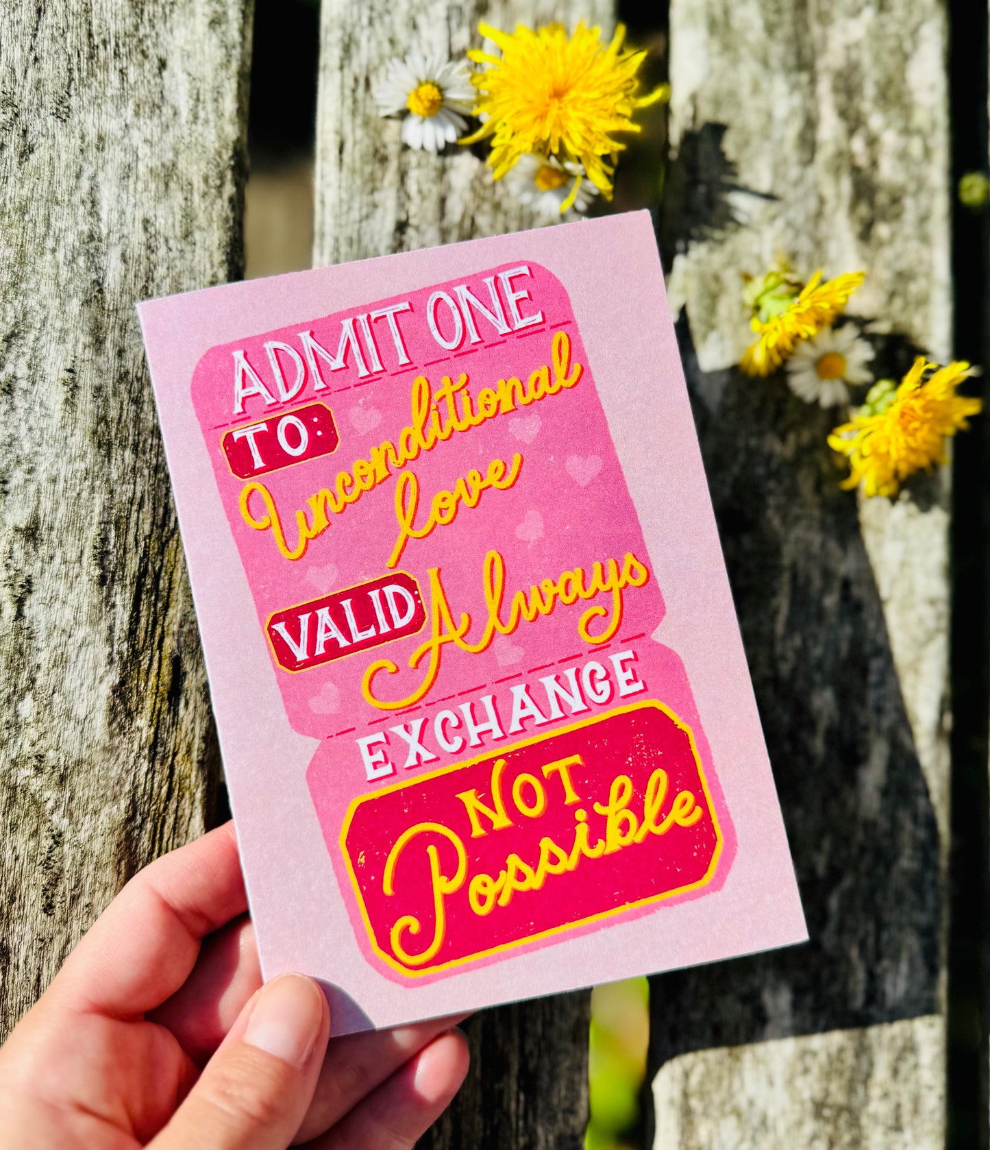 Unconditional Love Card, Ticket Style Greeting Card, Romantic Card, Anniversary Card, Cute Love Card, Unique Handmade Card