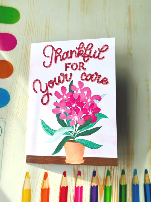 Handmade Thank You Card for Nurse/Doctor – Pink Floral Appreciation Greeting Gift Thankful For Your Care