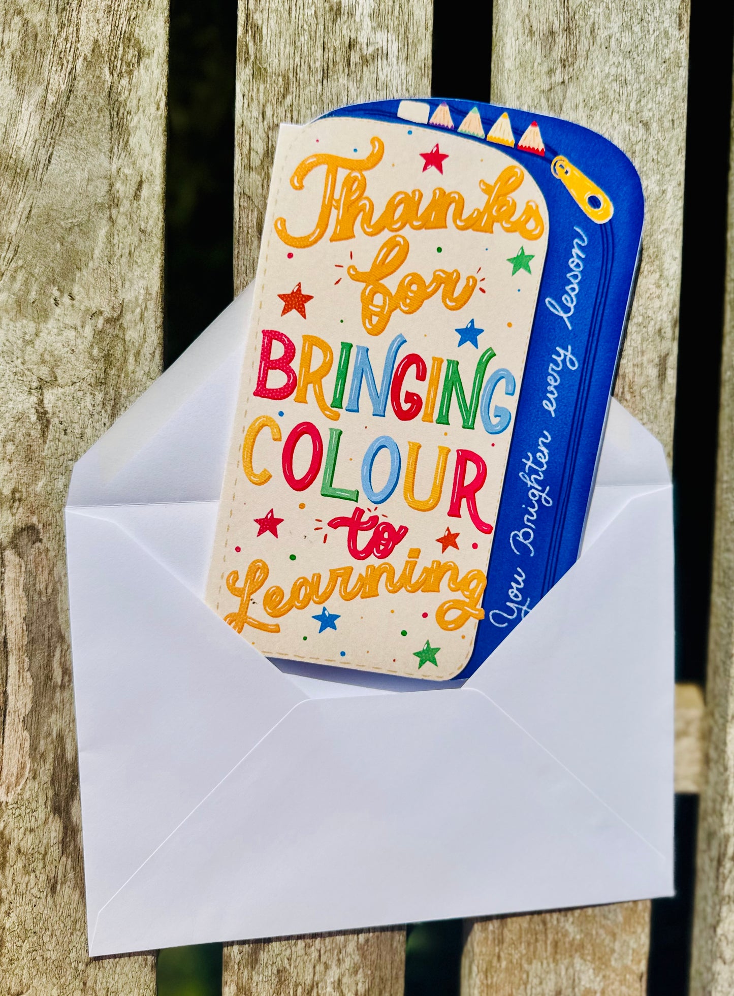 Pencil Case Shaped Card – Thanks for Bringing Colour to Learning | Unique Teacher Gift