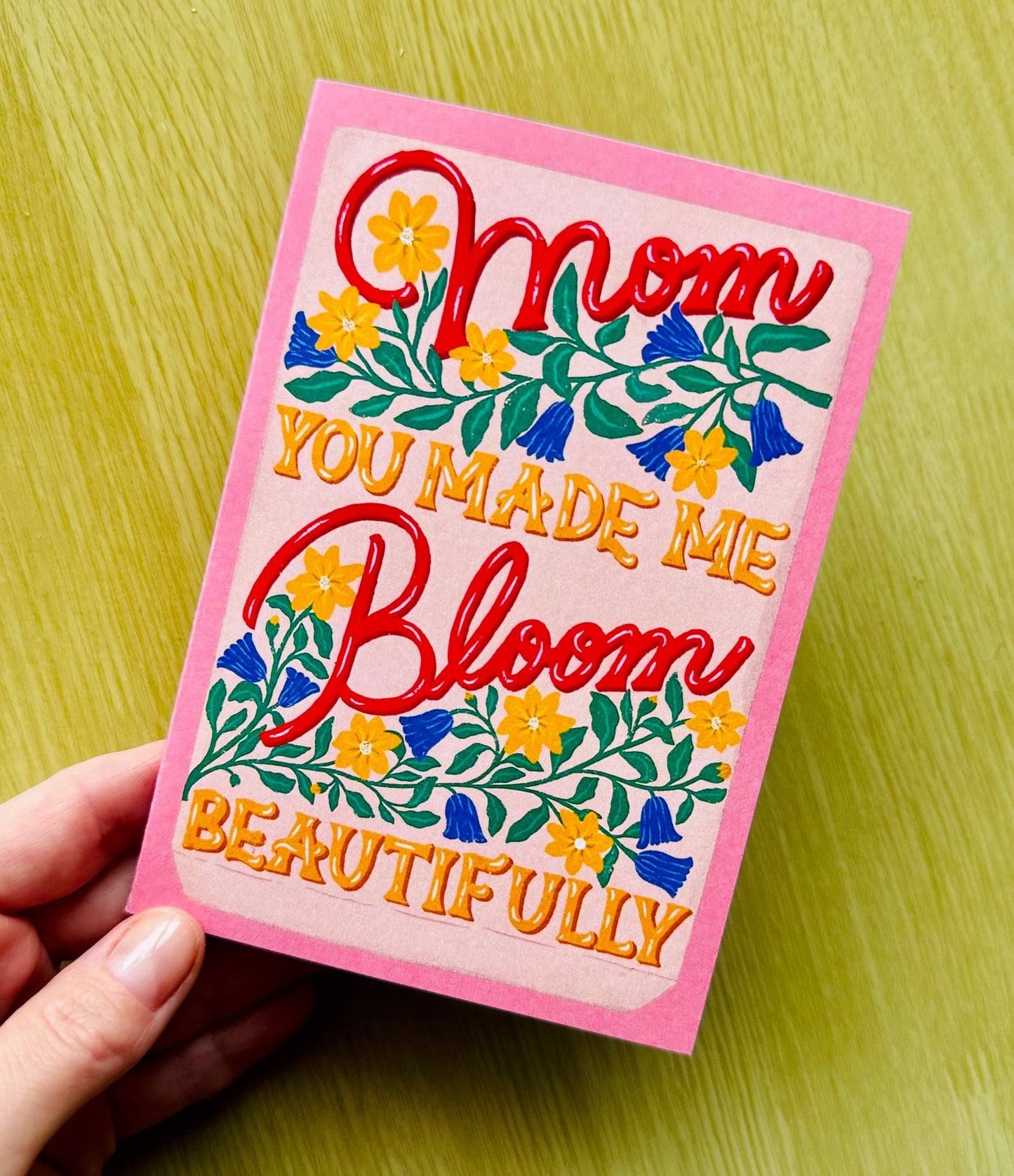 Hand Drawn Mother's Day Card | Seed Pocket Illustration with Yellow & Blue Flowers