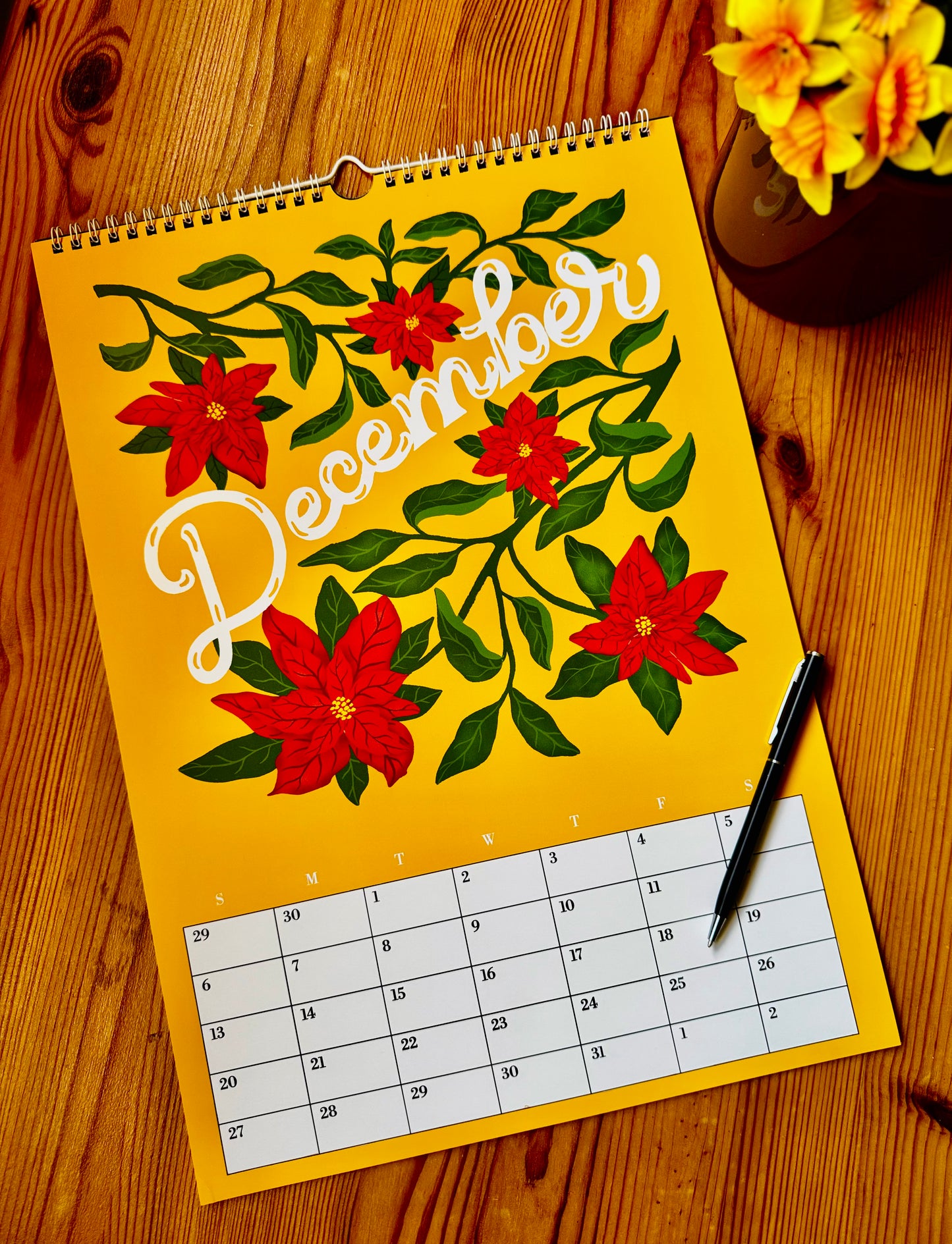Botanical Floral Wall Calendar 2026 |Monthly Flower Illustrations | Gift for Gardener Friend or Mom