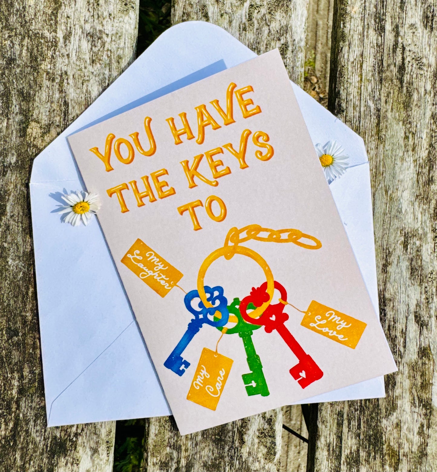You Have The Keys To My Heart Card – Cute Love Card – Anniversary / Partner Card – Unique Illustrated Card