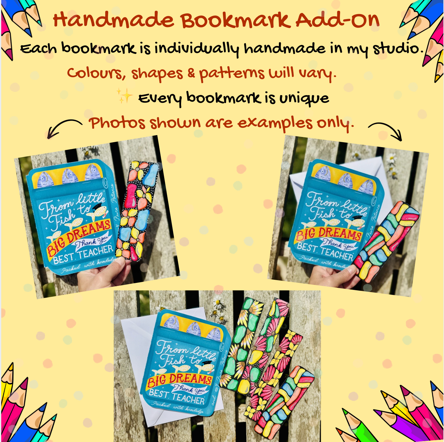Teachers Thank you card - From Little Fish to Big Dreams – Sardine Tin Card & Surprise Bookmark Set