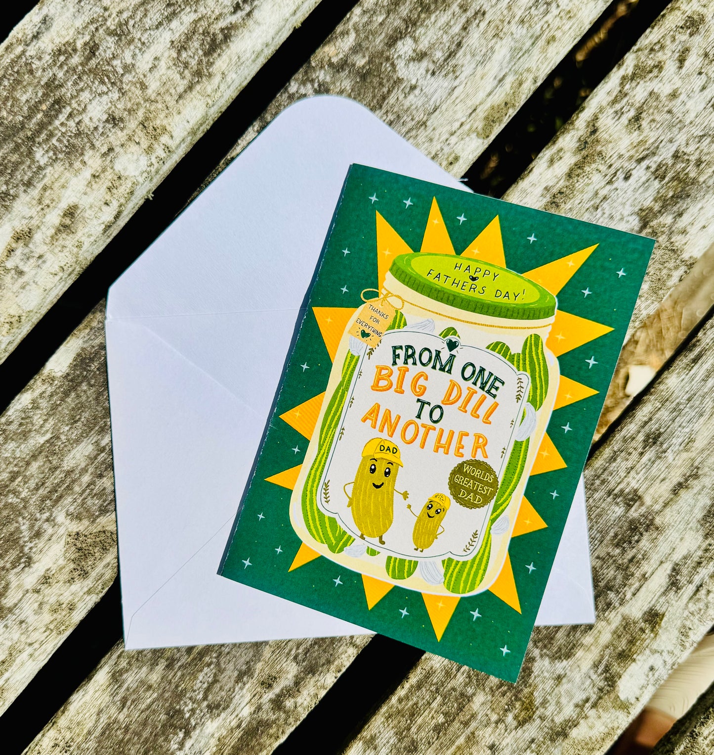 Funny Father's Day Card, Big Dill Card for Dad, Pickle Pun Card, Cute Dad Greeting Card, Blank Inside