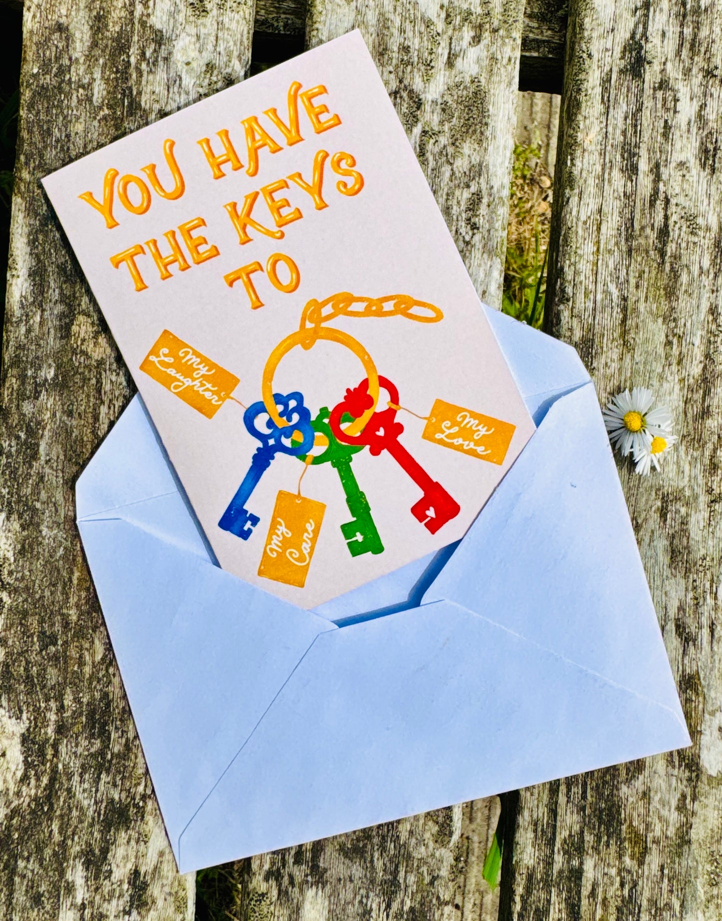 You Have The Keys To My Heart Card – Cute Love Card – Anniversary / Partner Card – Unique Illustrated Card