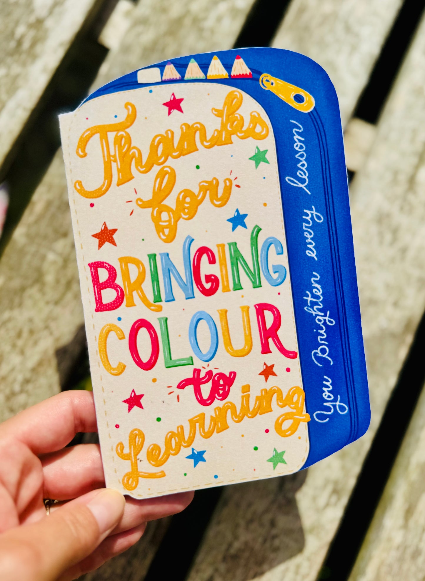 Pencil Case Shaped Card – Thanks for Bringing Colour to Learning | Unique Teacher Gift
