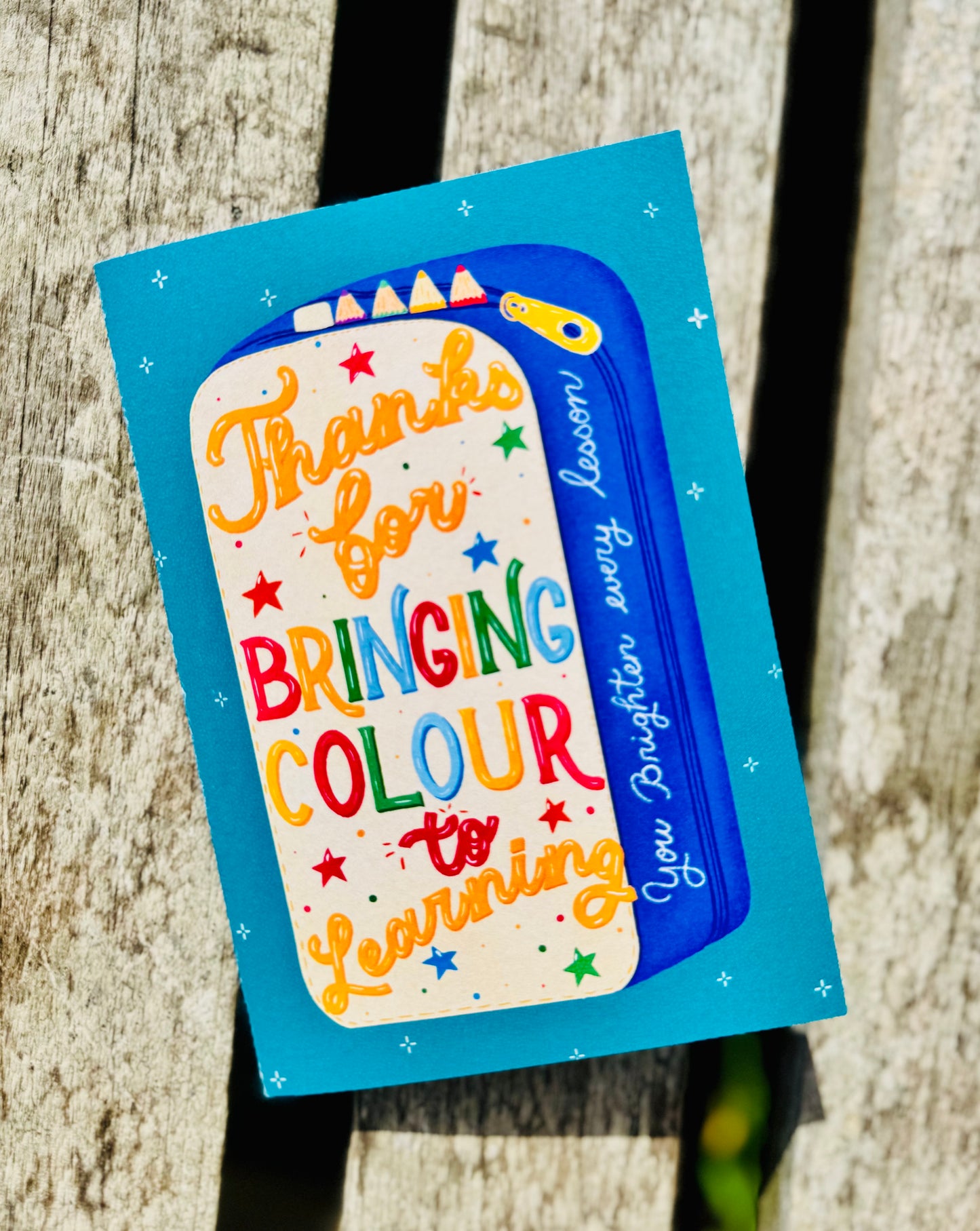 Pencil Case Shaped Card – Thanks for Bringing Colour to Learning | Unique Teacher Gift