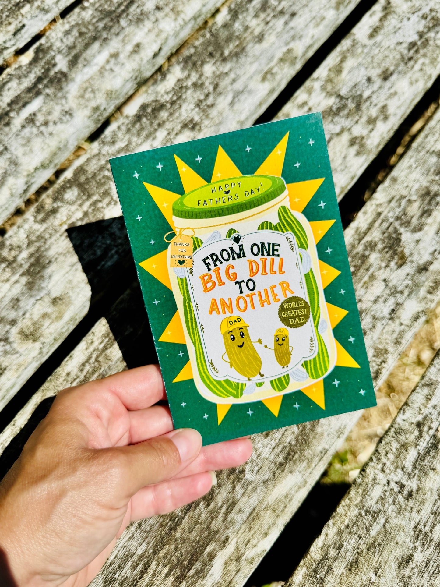 Funny Father's Day Card, Big Dill Card for Dad, Pickle Pun Card, Cute Dad Greeting Card, Blank Inside