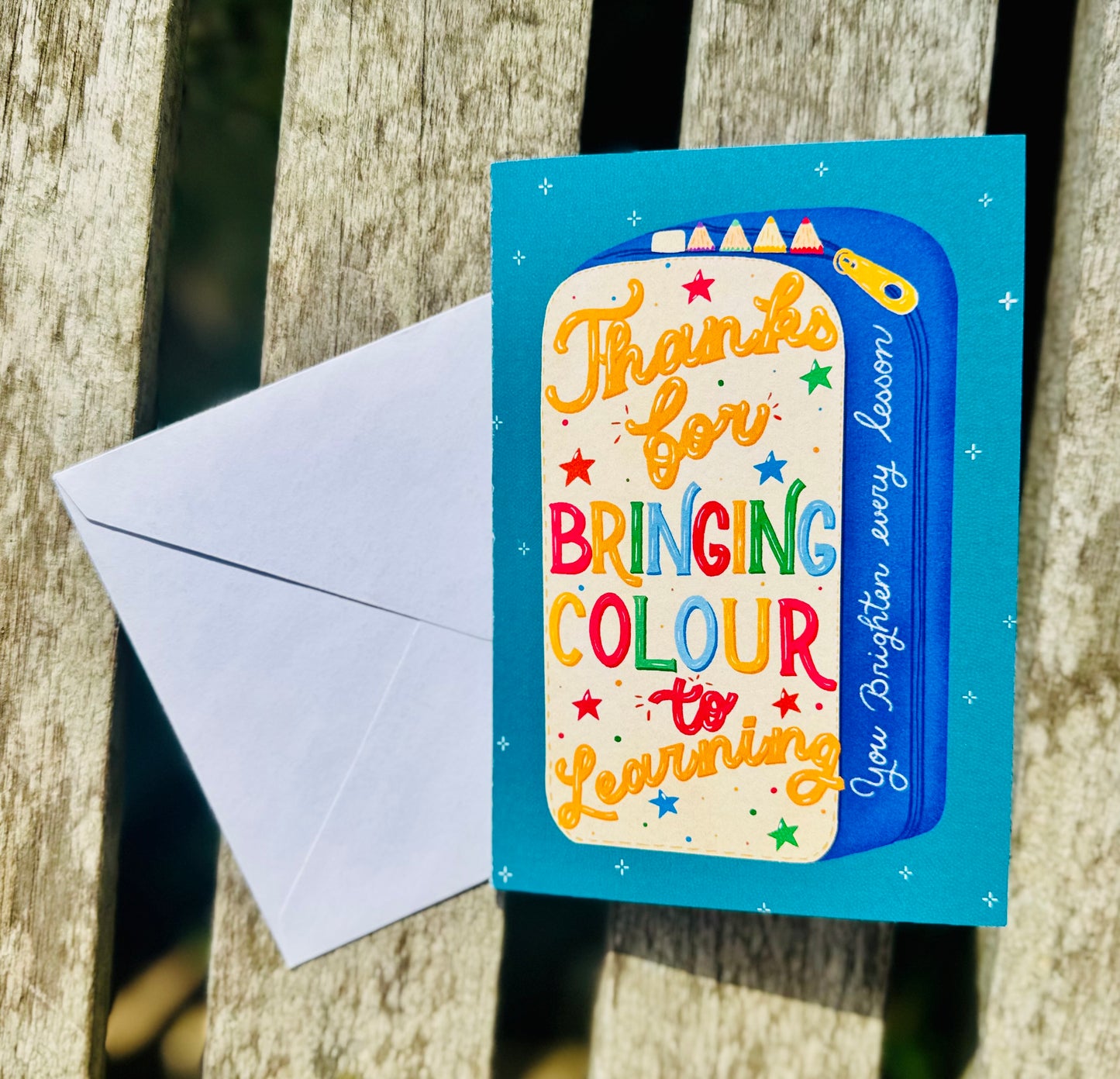 Pencil Case Shaped Card – Thanks for Bringing Colour to Learning | Unique Teacher Gift