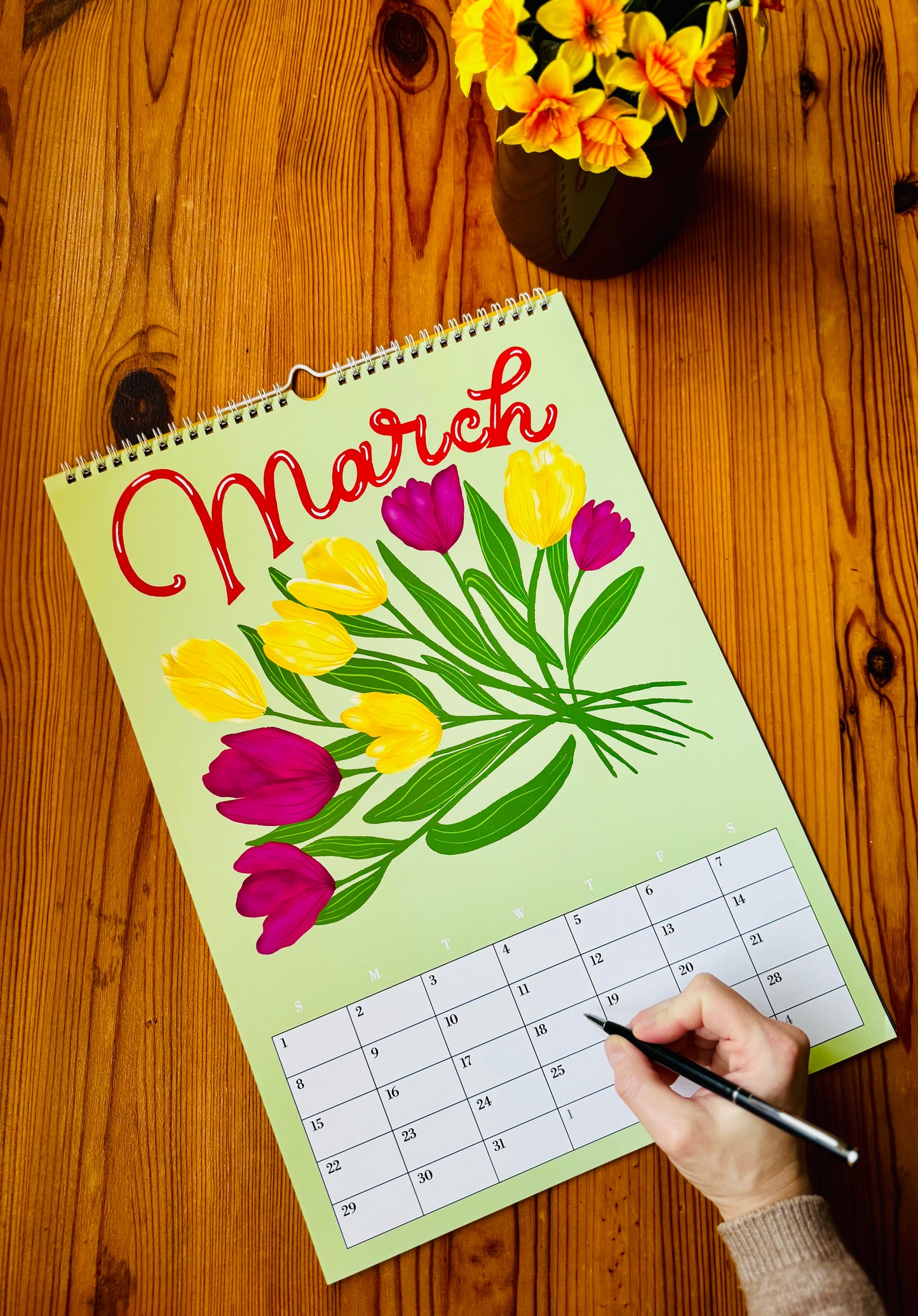 Botanical Floral Wall Calendar 2026 |Monthly Flower Illustrations | Gift for Gardener Friend or Mom