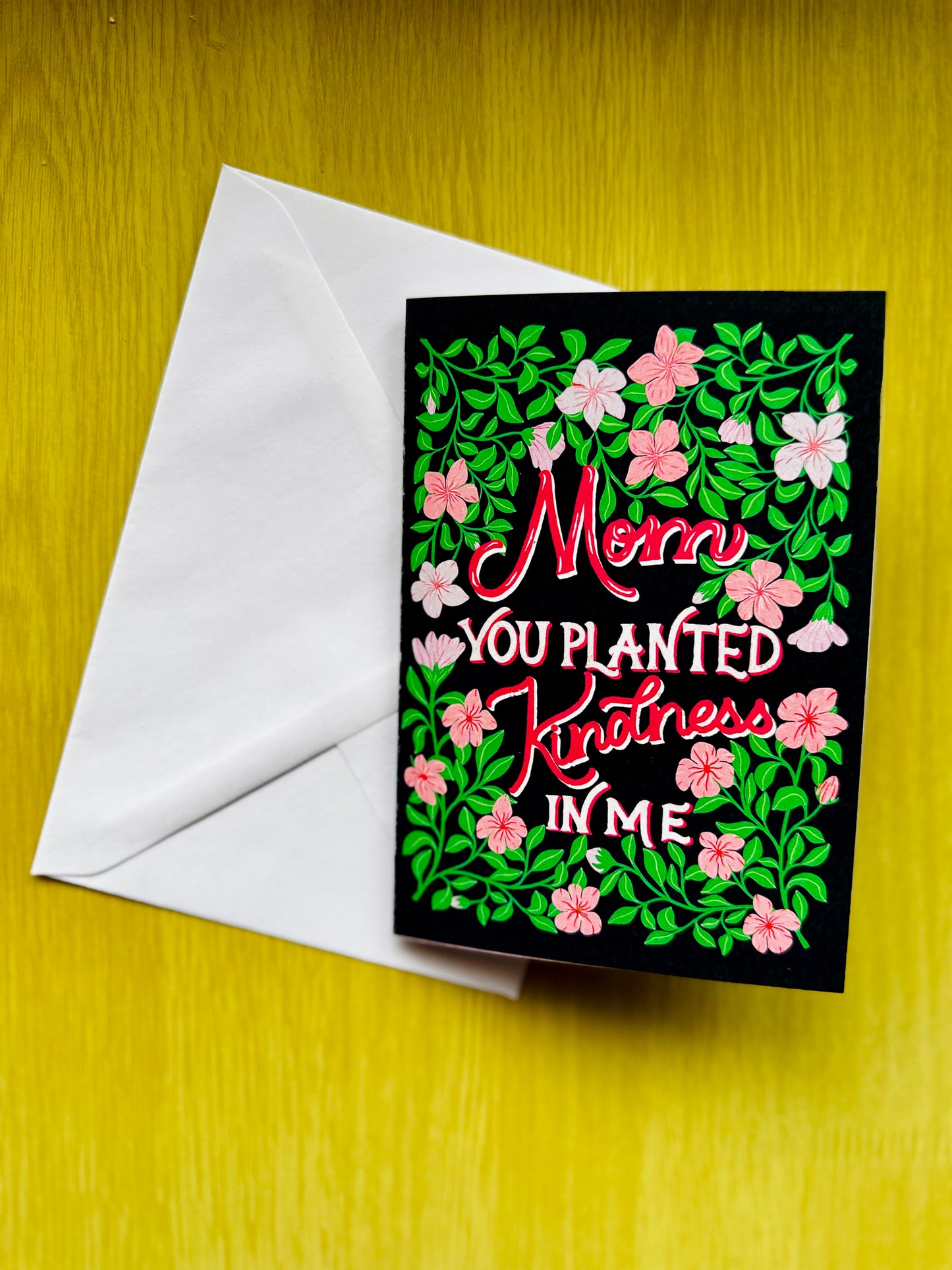 Hand Drawn Floral Mother’s Day Greeting with Pink Flowers
