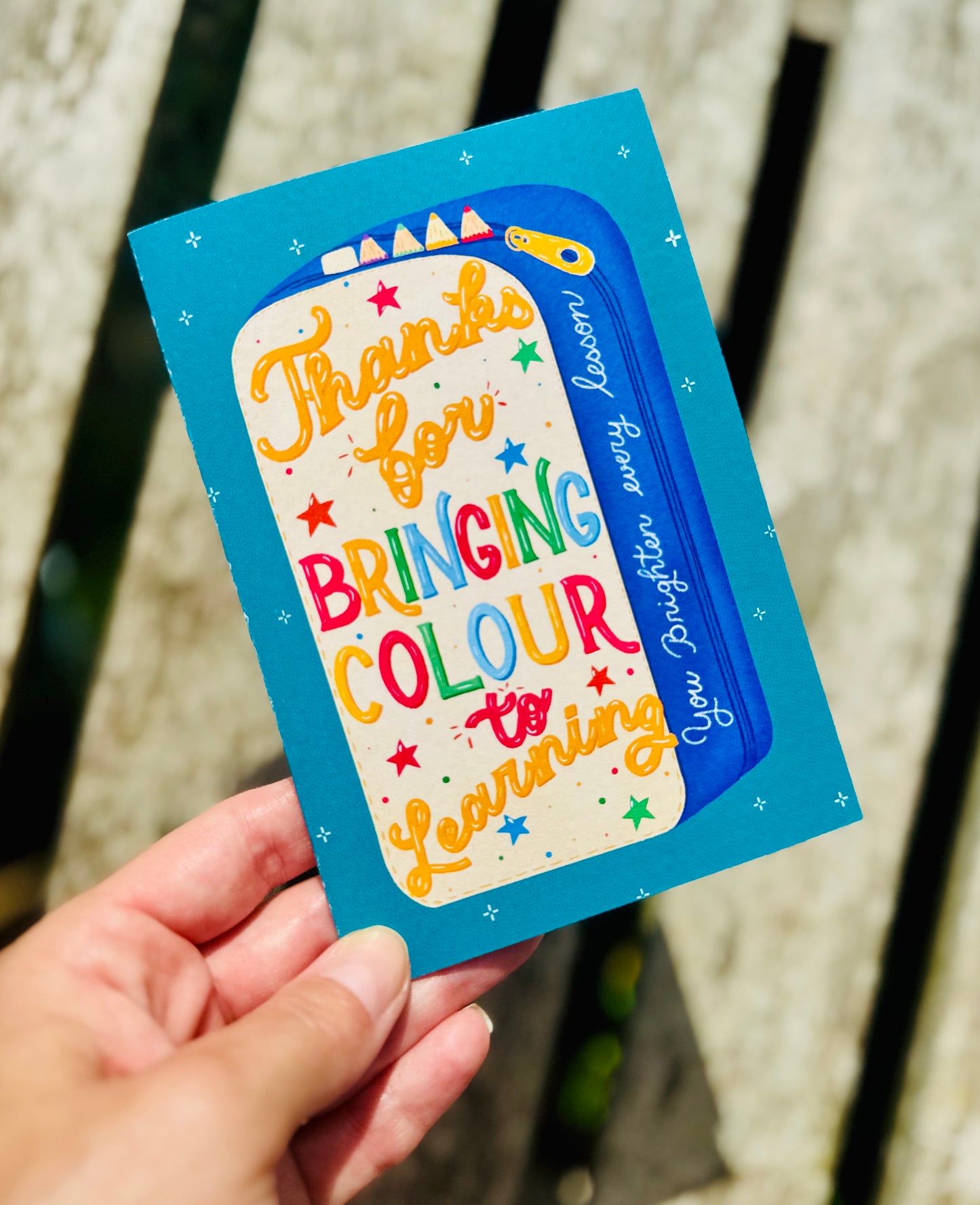 Pencil Case Shaped Card – Thanks for Bringing Colour to Learning | Unique Teacher Gift