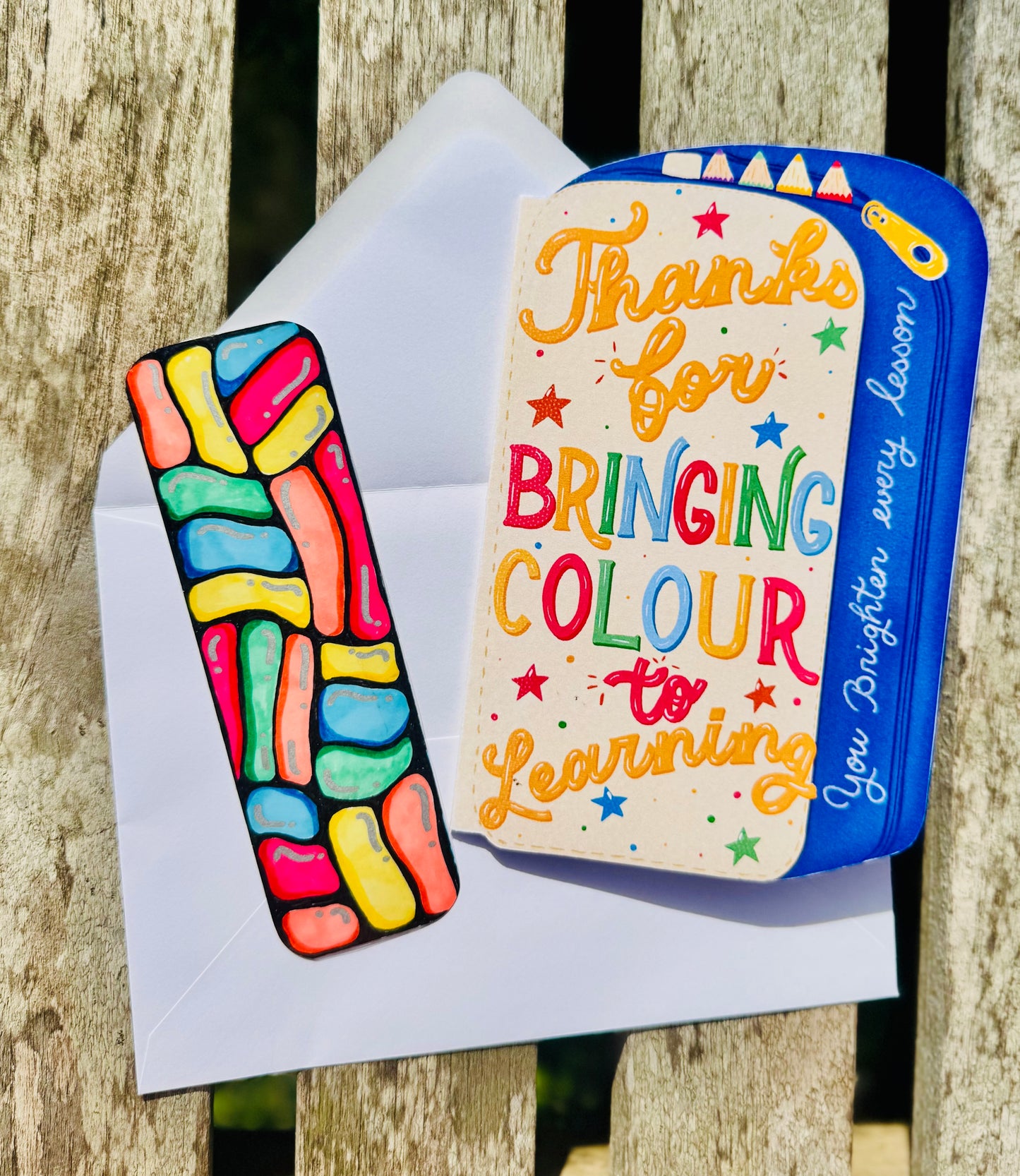 Pencil Case Shaped Card – Thanks for Bringing Colour to Learning | Unique Teacher Gift