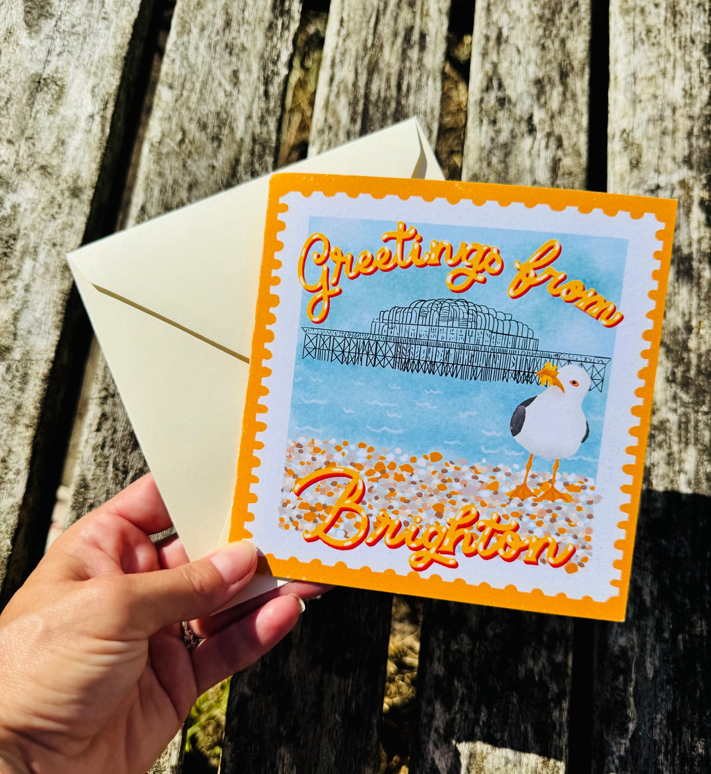 Greetings from Brighton Card | Brighton Old Pier Greeting Card | Brighton Souvenir | Beach Lover Gift | Blank Inside