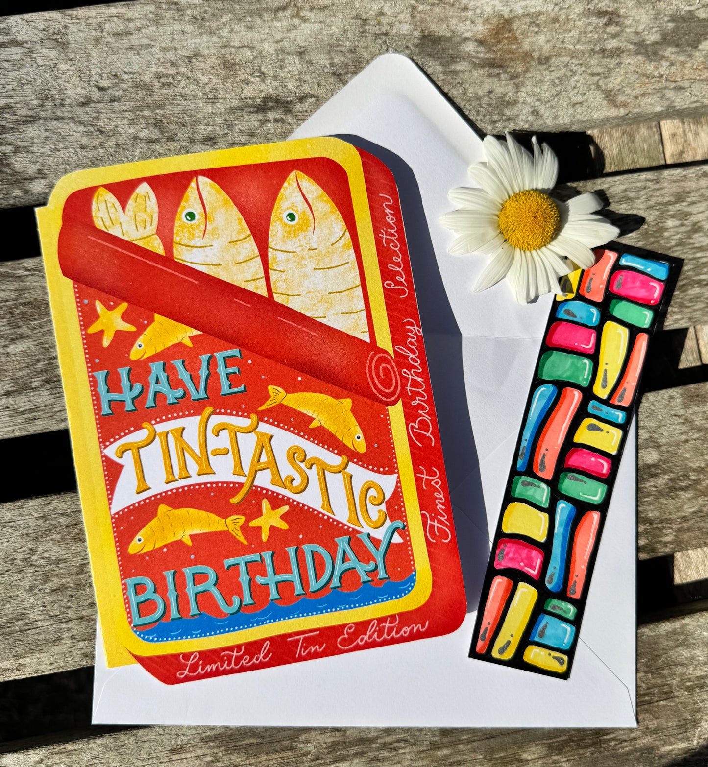 Unique Sardine Tin Birthday Card & Surprise Bookmark Set