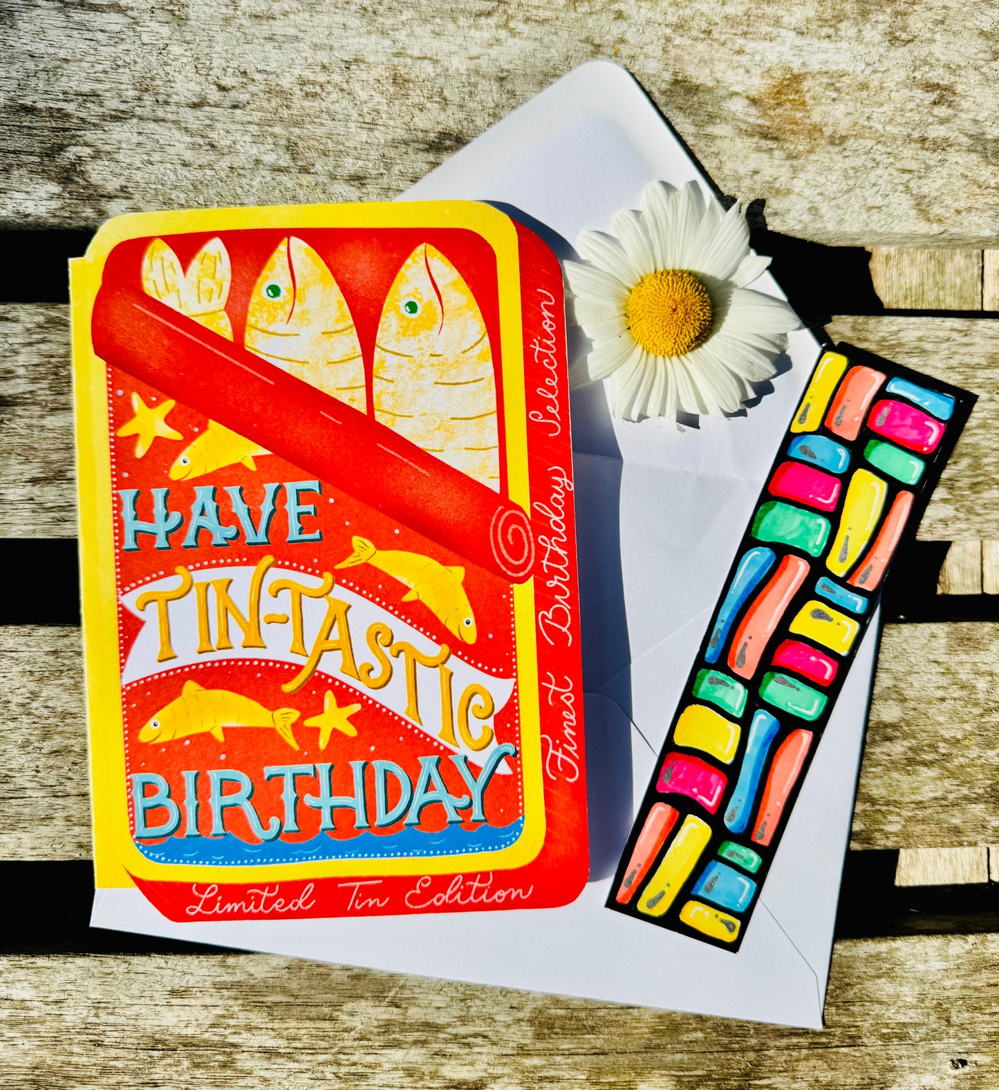 Unique Sardine Tin Birthday Card & Surprise Bookmark Set