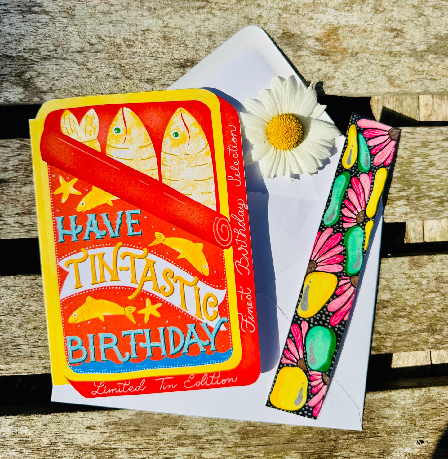 Unique Sardine Tin Birthday Card & Surprise Bookmark Set