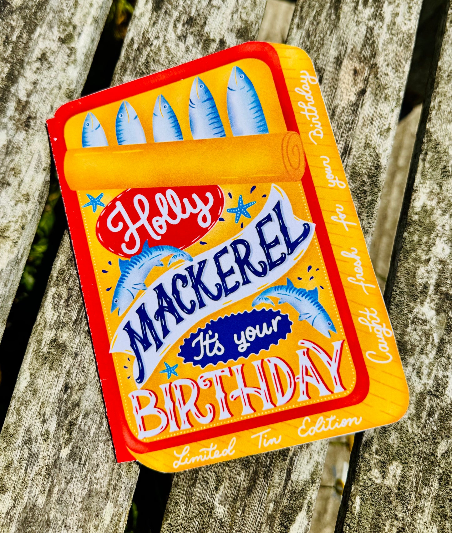 Holly Mackerel It's Your Birthday Card | Funny Fish Birthday Card | Mackerel Tin Birthday Card