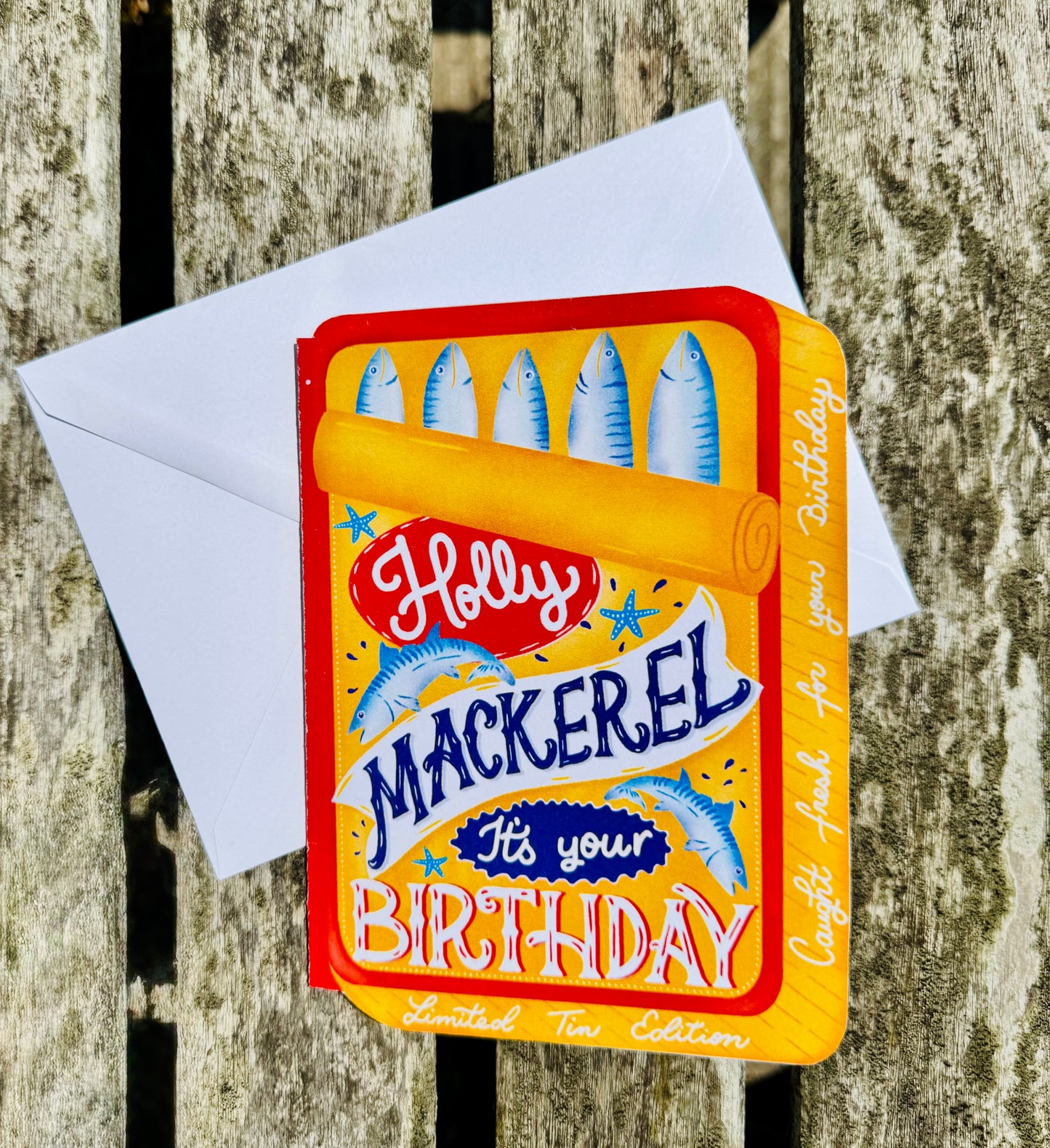 Holly Mackerel It's Your Birthday Card | Funny Fish Birthday Card | Mackerel Tin Birthday Card