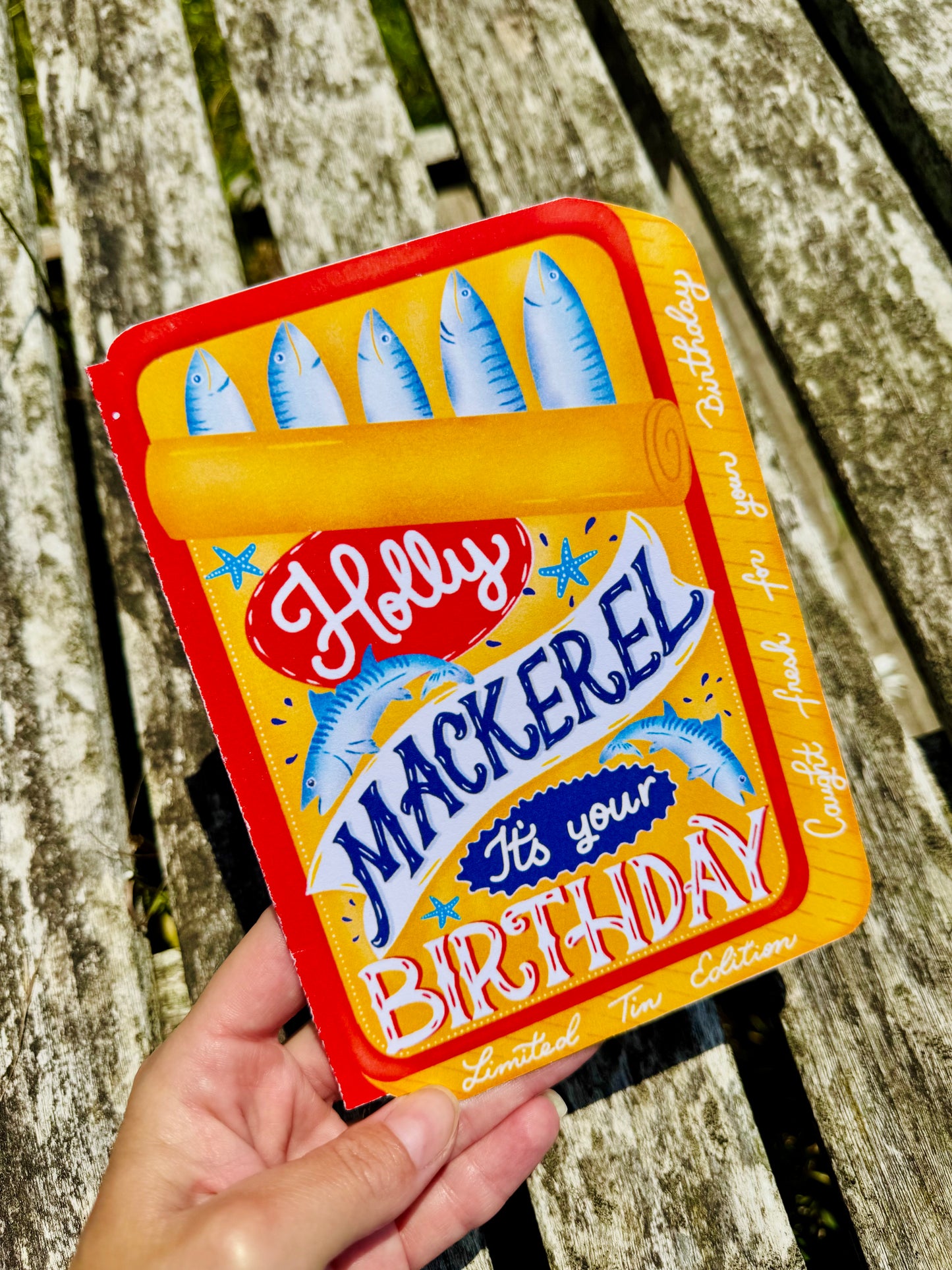 Holly Mackerel It's Your Birthday Card | Funny Fish Birthday Card | Mackerel Tin Birthday Card