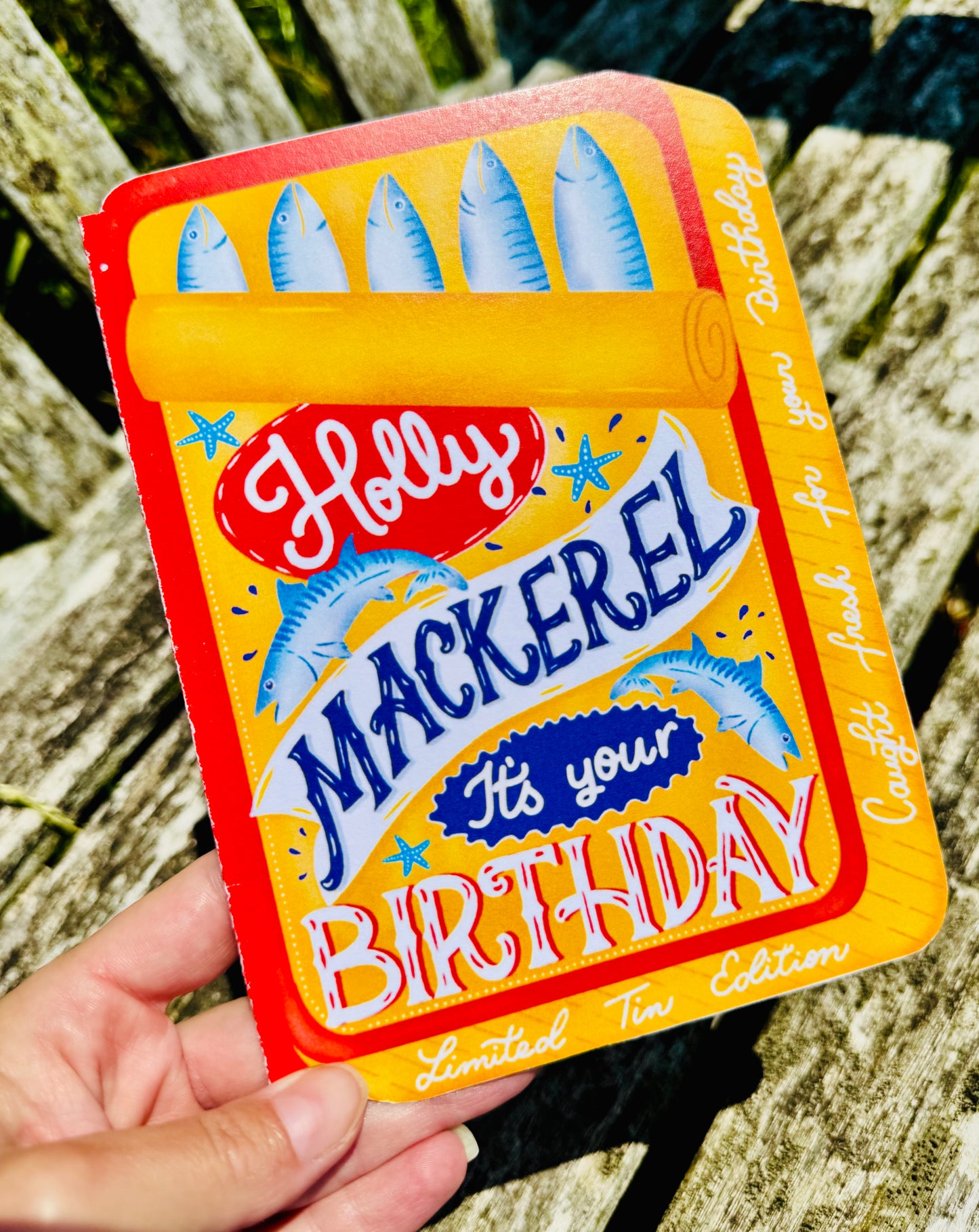 Holly Mackerel It's Your Birthday Card | Funny Fish Birthday Card | Mackerel Tin Birthday Card