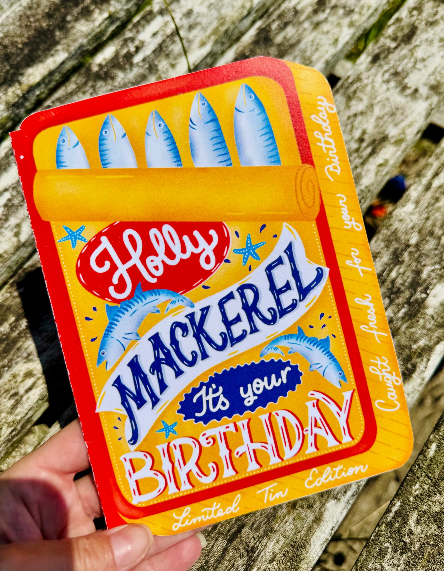 Holly Mackerel It's Your Birthday Card | Funny Fish Birthday Card | Mackerel Tin Birthday Card