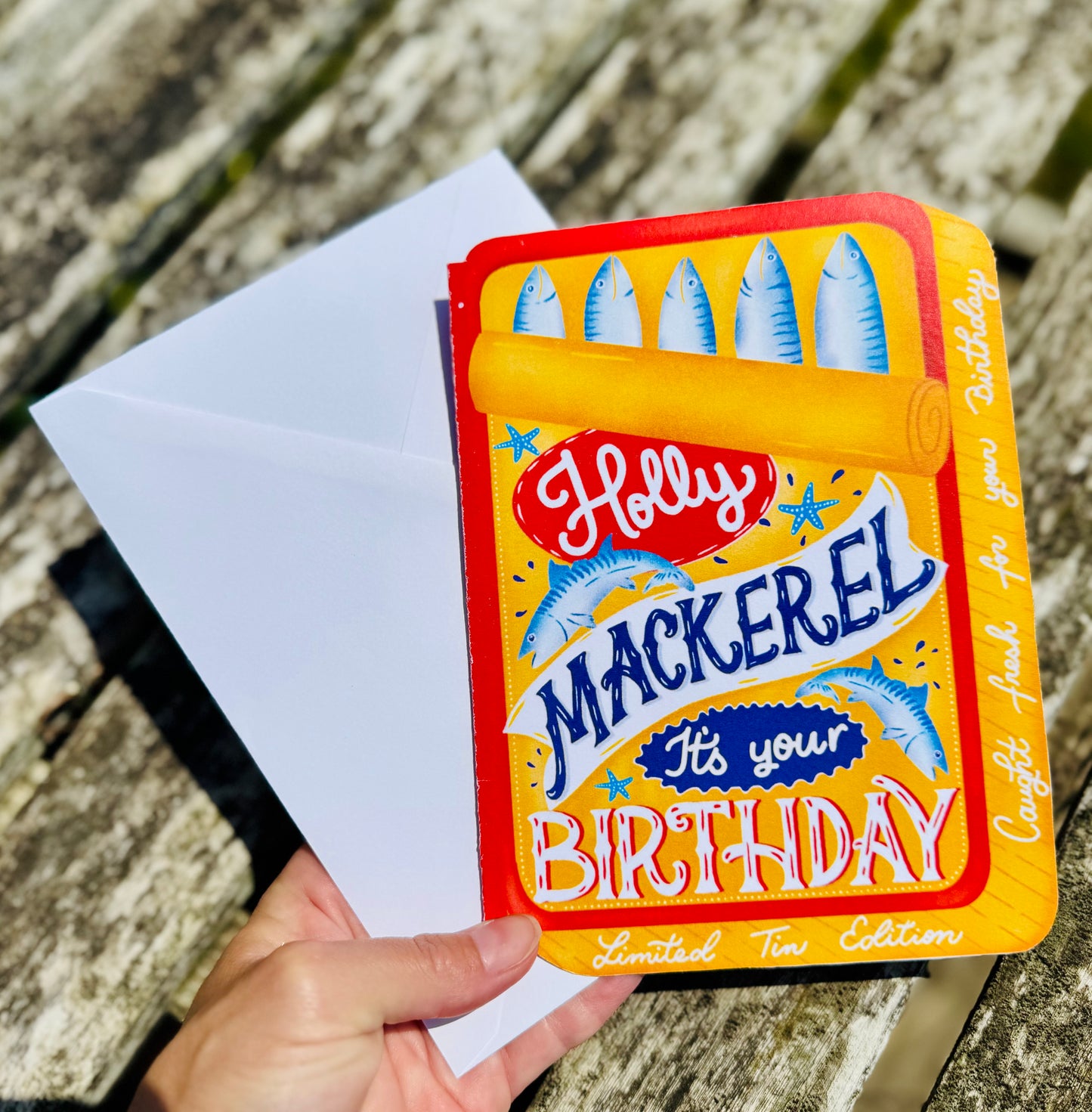 Holly Mackerel It's Your Birthday Card | Funny Fish Birthday Card | Mackerel Tin Birthday Card