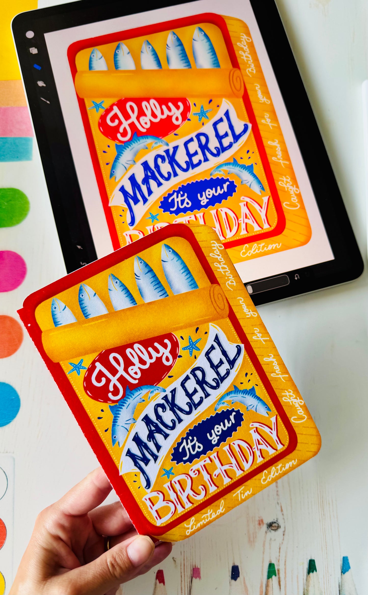 Holly Mackerel It's Your Birthday Card | Funny Fish Birthday Card | Mackerel Tin Birthday Card