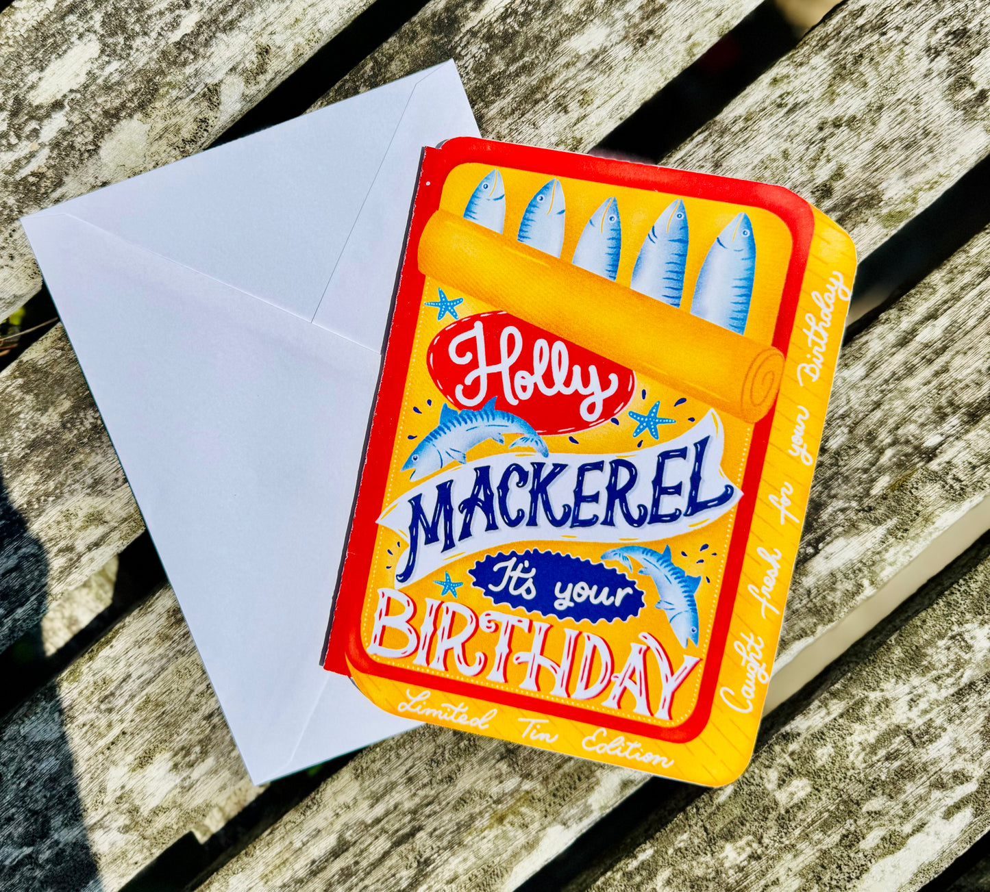 Holly Mackerel It's Your Birthday Card | Funny Fish Birthday Card | Mackerel Tin Birthday Card