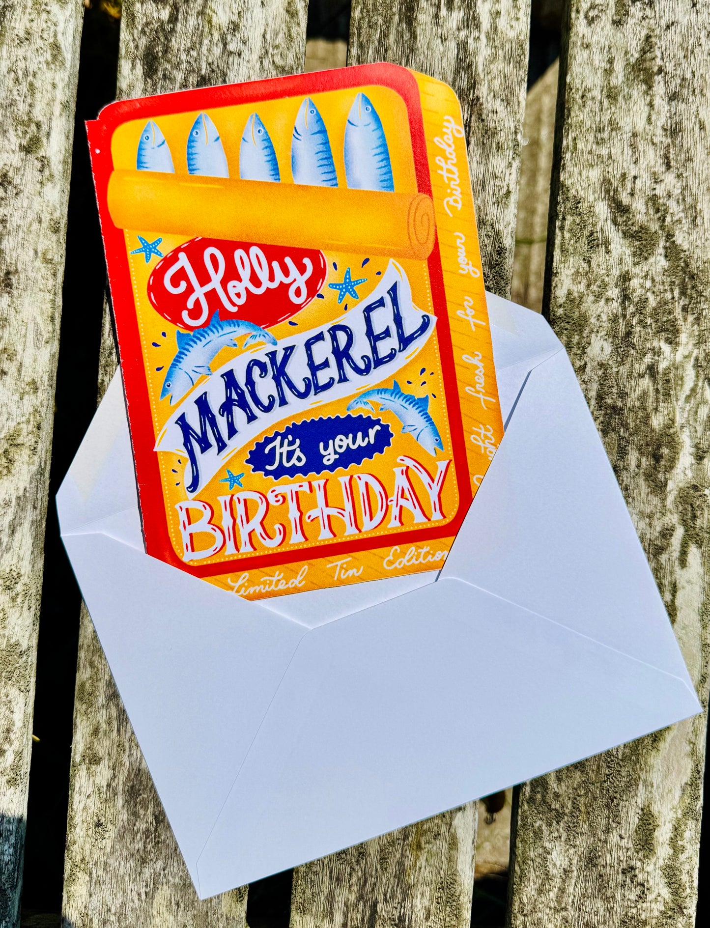 Holly Mackerel It's Your Birthday Card | Funny Fish Birthday Card | Mackerel Tin Birthday Card