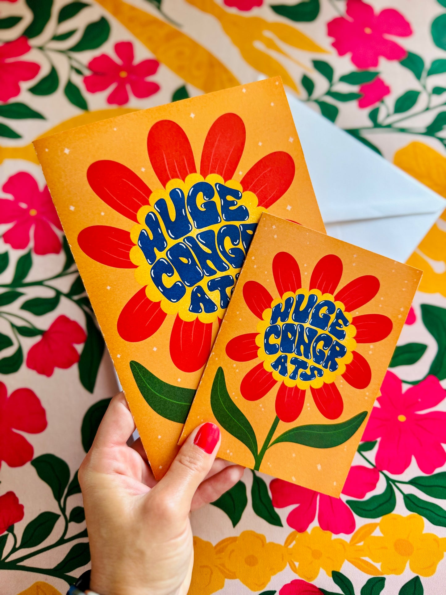 Huge Congrats Retro Flower Card