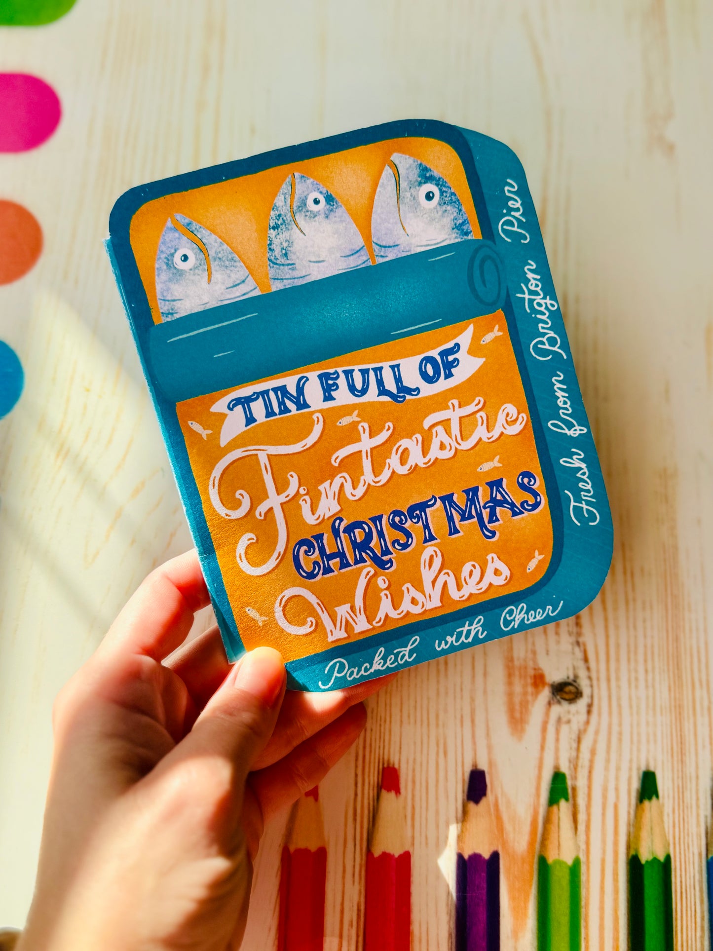 Sardine Tin Christmas Card • Hand-Cut, Unique Shape