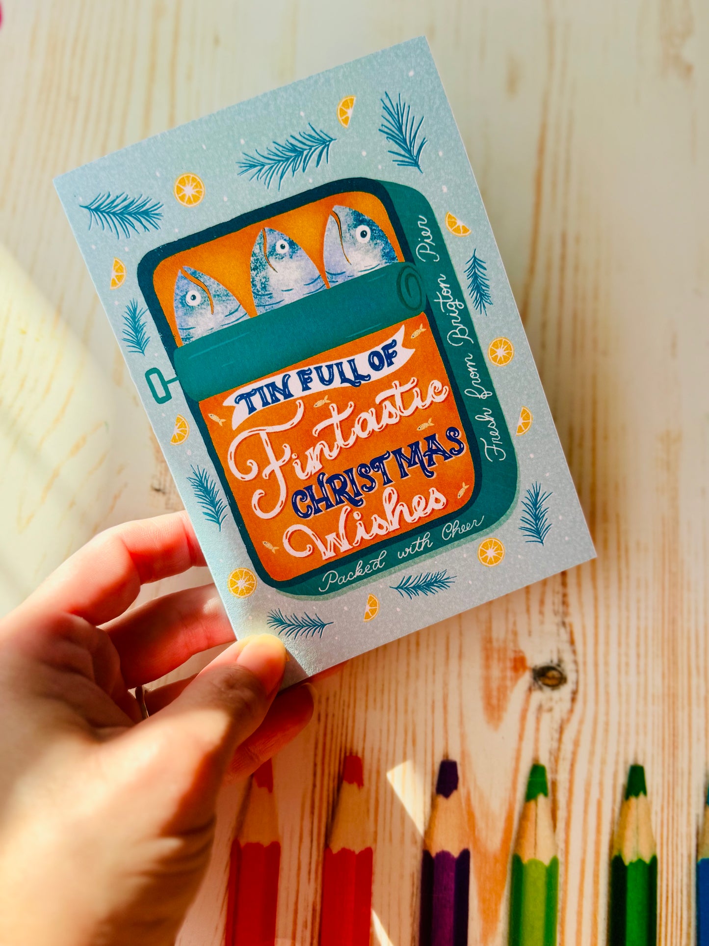 Sardine Tin Christmas Card • Hand-Cut, Unique Shape