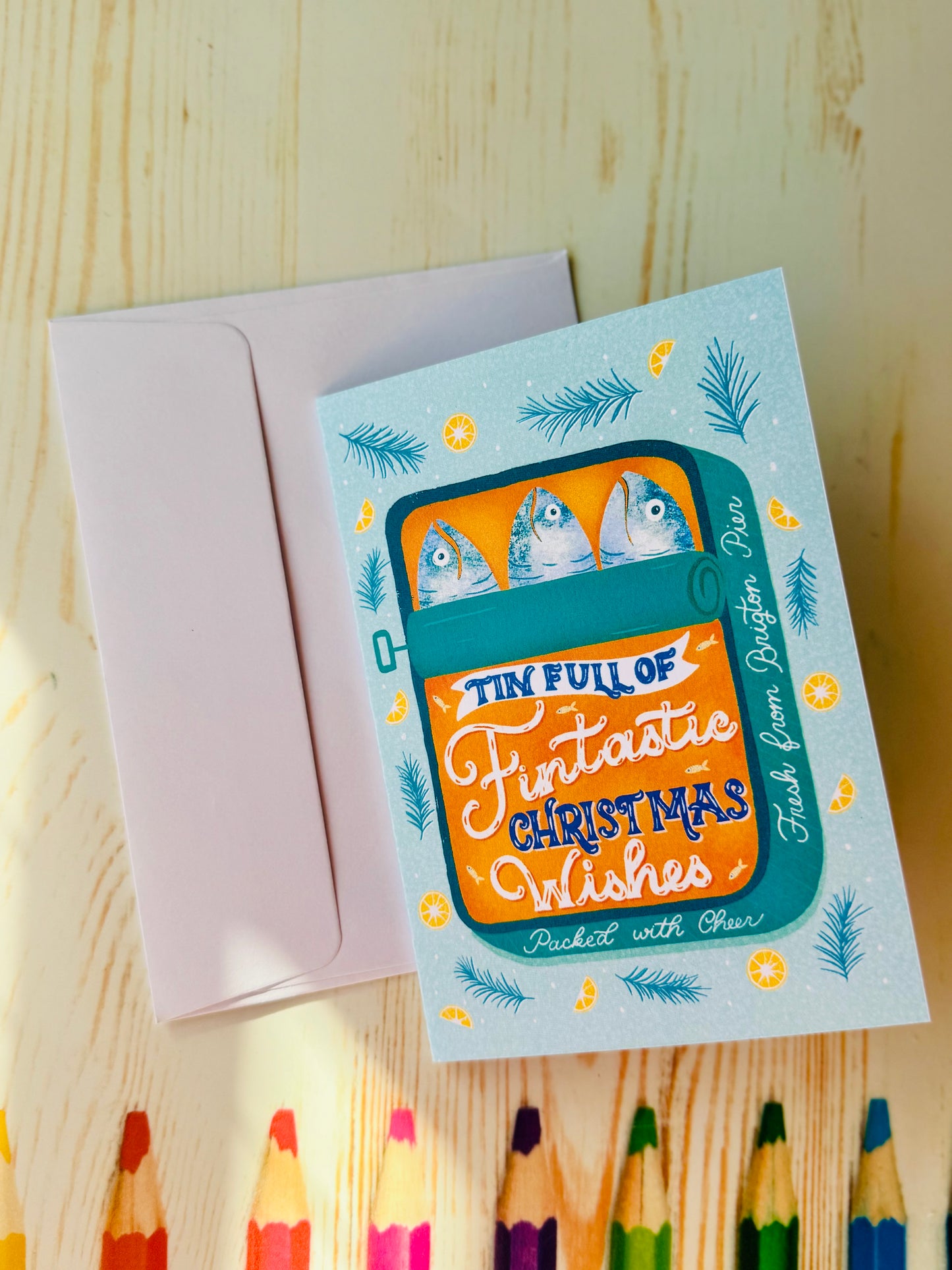 Sardine Tin Christmas Card • Hand-Cut, Unique Shape