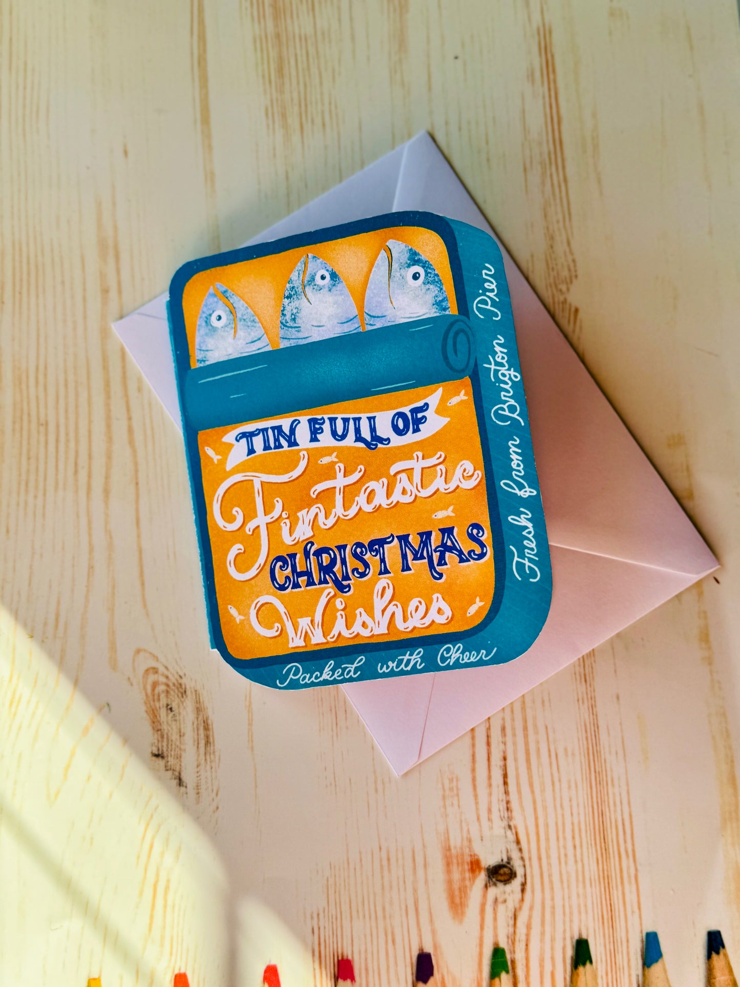 Sardine Tin Christmas Card • Hand-Cut, Unique Shape