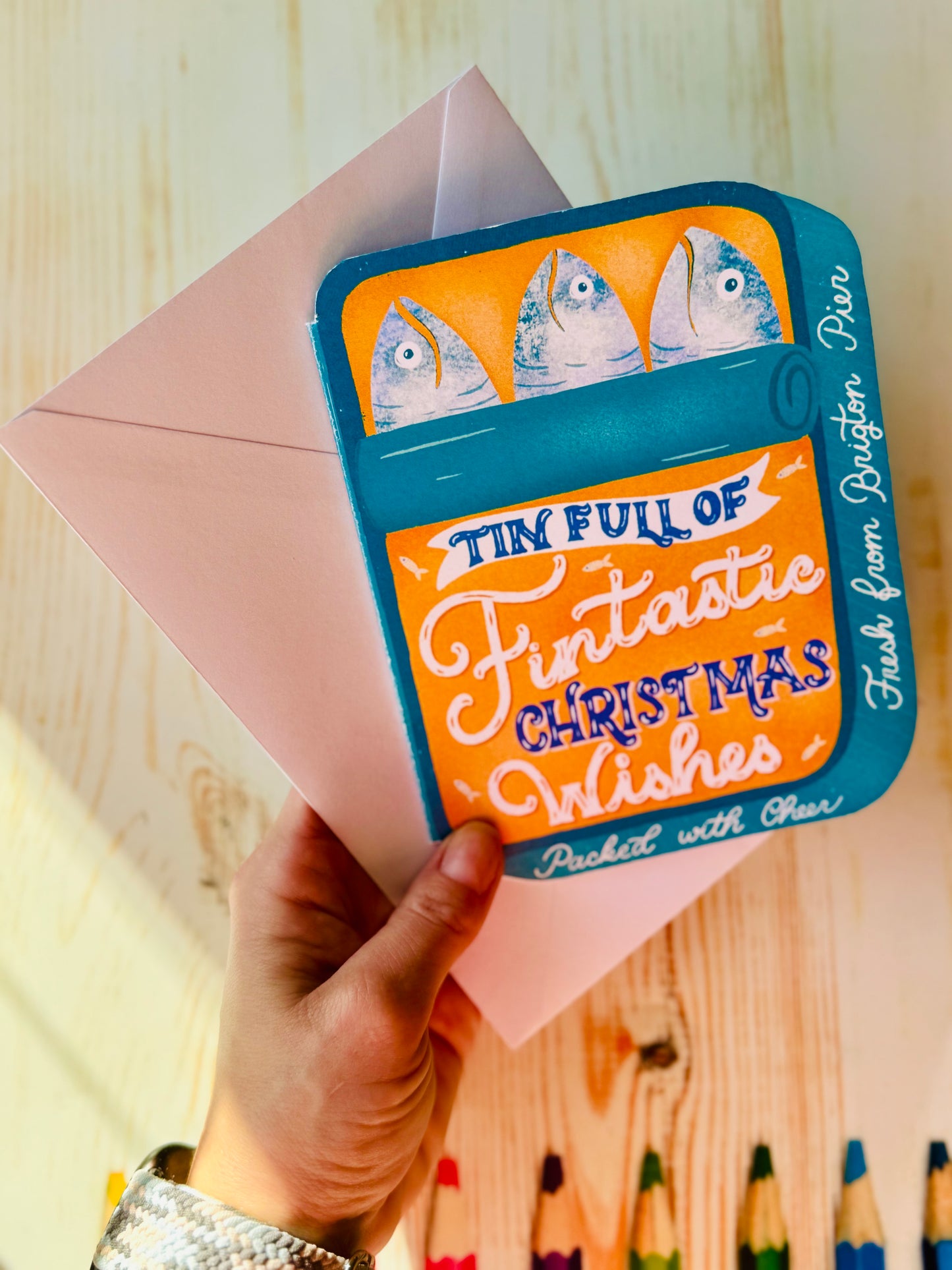 Sardine Tin Christmas Card • Hand-Cut, Unique Shape