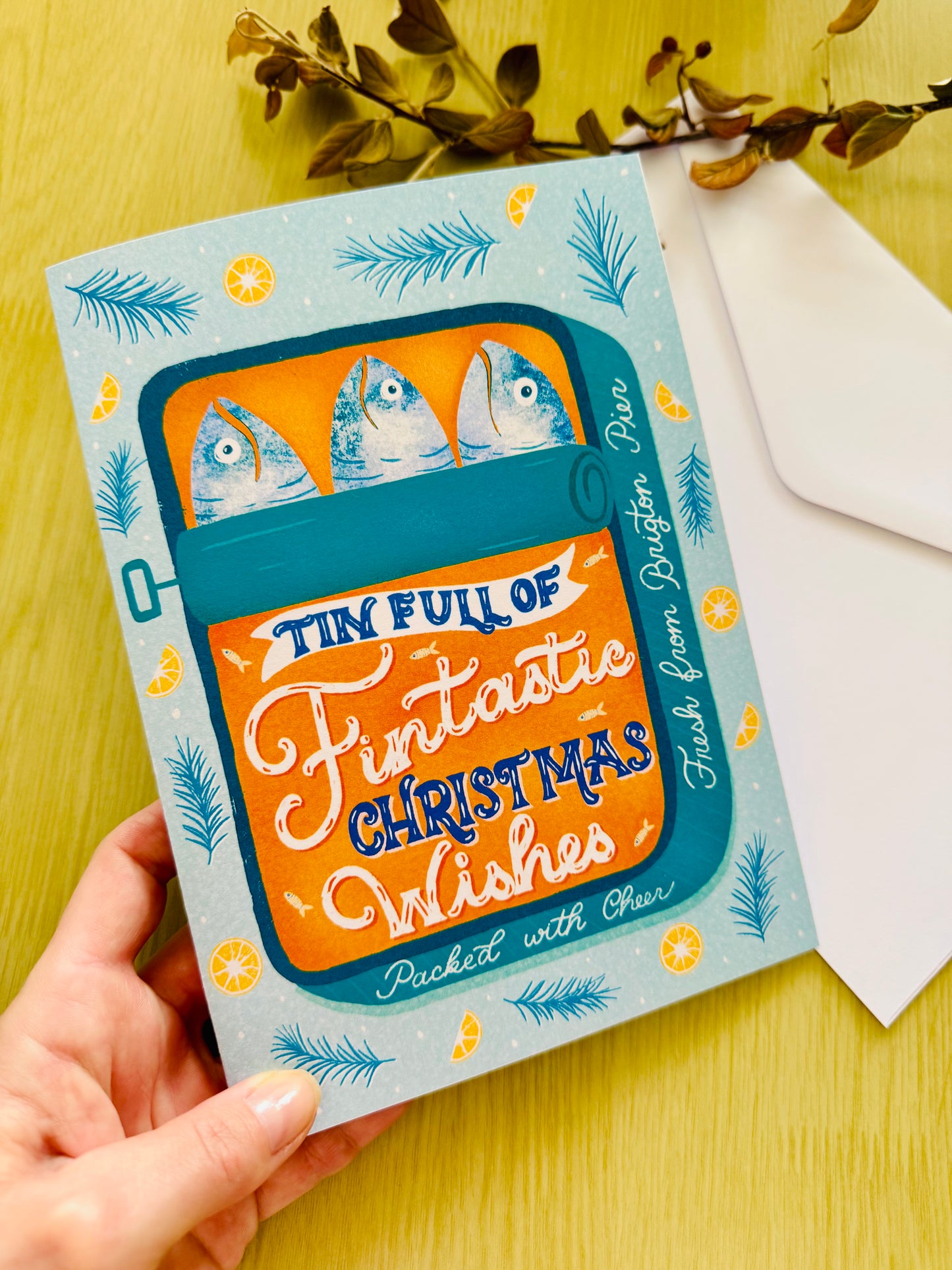 Sardine Tin Christmas Card • Hand-Cut, Unique Shape