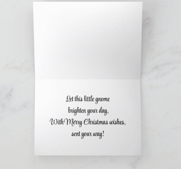 Gnome-Tastic Christmas Cheer Christmas Card - Hand-Illustrated Winter Gnome, Blank Inside with Envelope